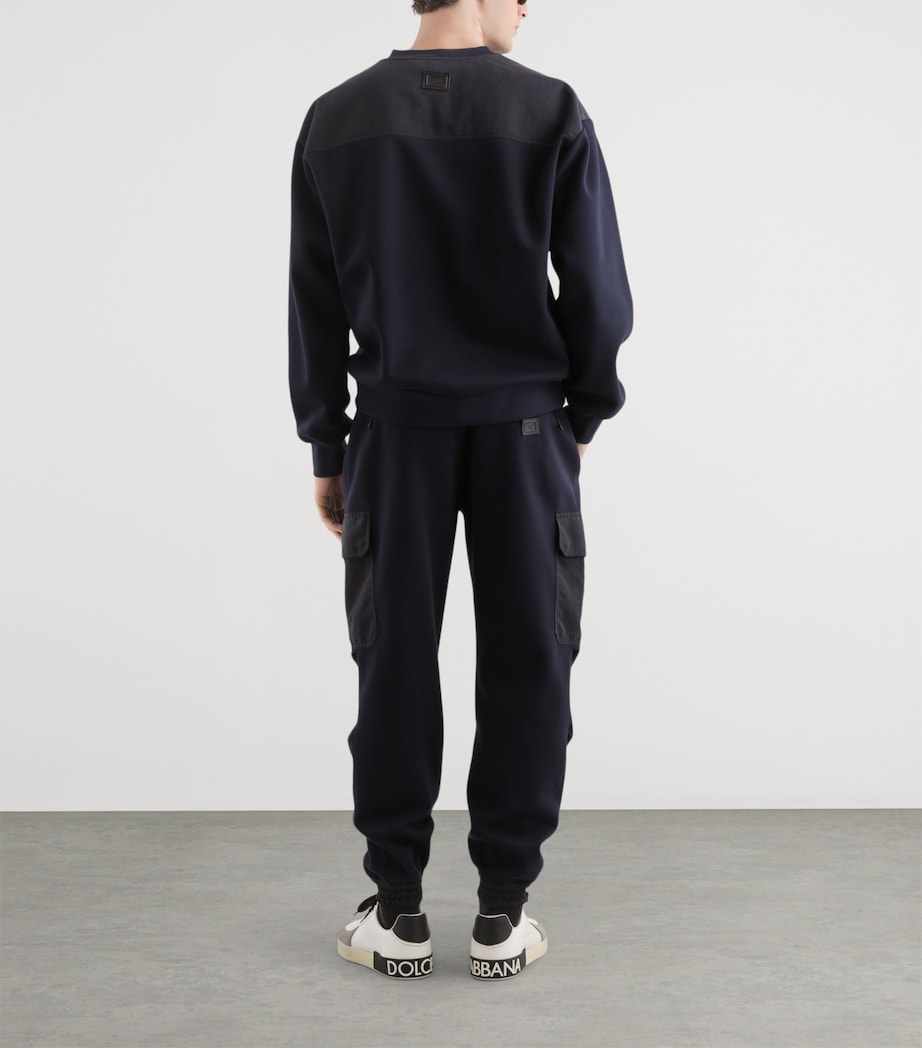 Dolce&Gabbana Mens Cotton-Blend Sweatpants Very Dark Blue Image 3