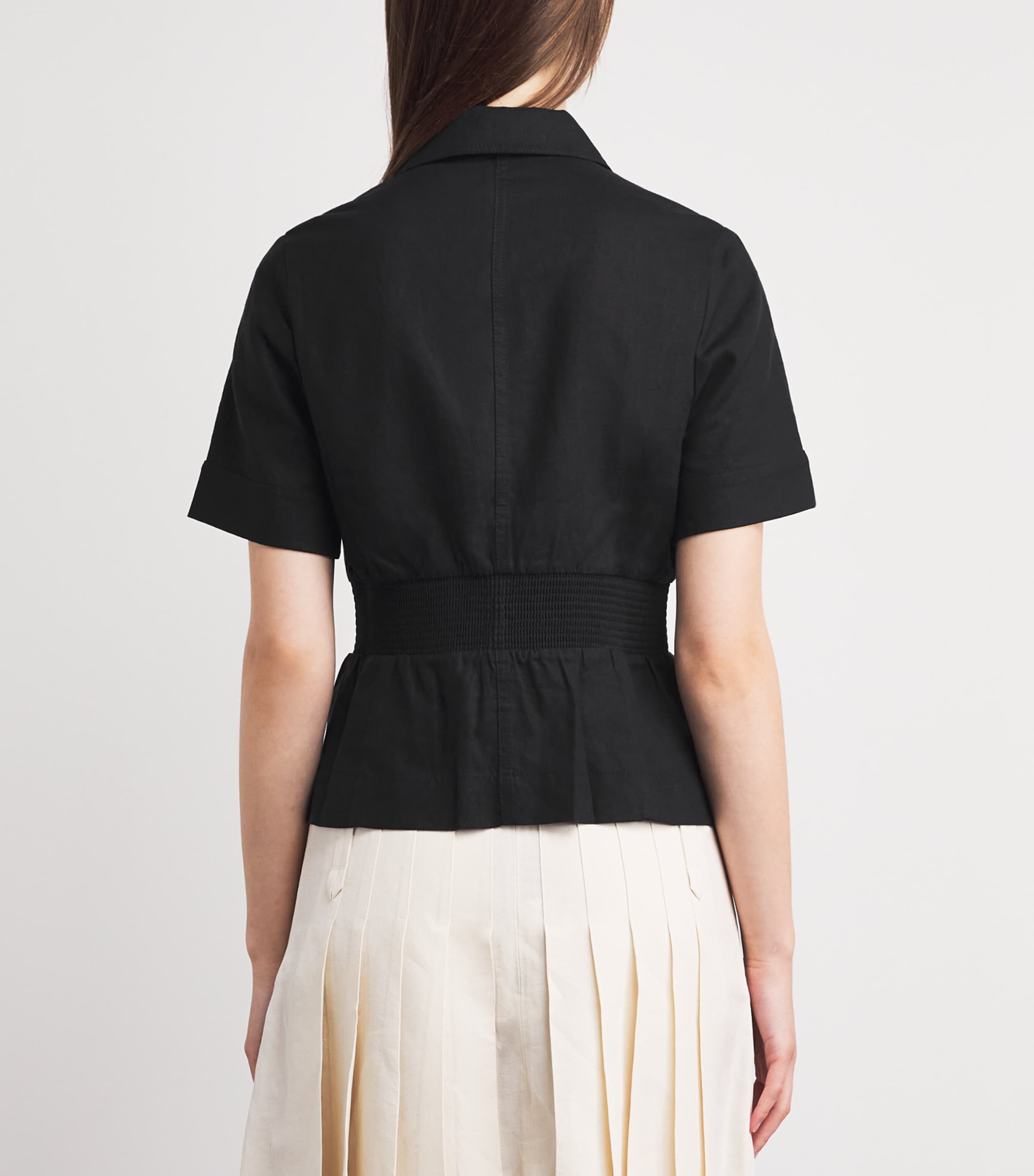 ME+EM Womens Linen-Blend Soft Sculpt Top Black Image 5
