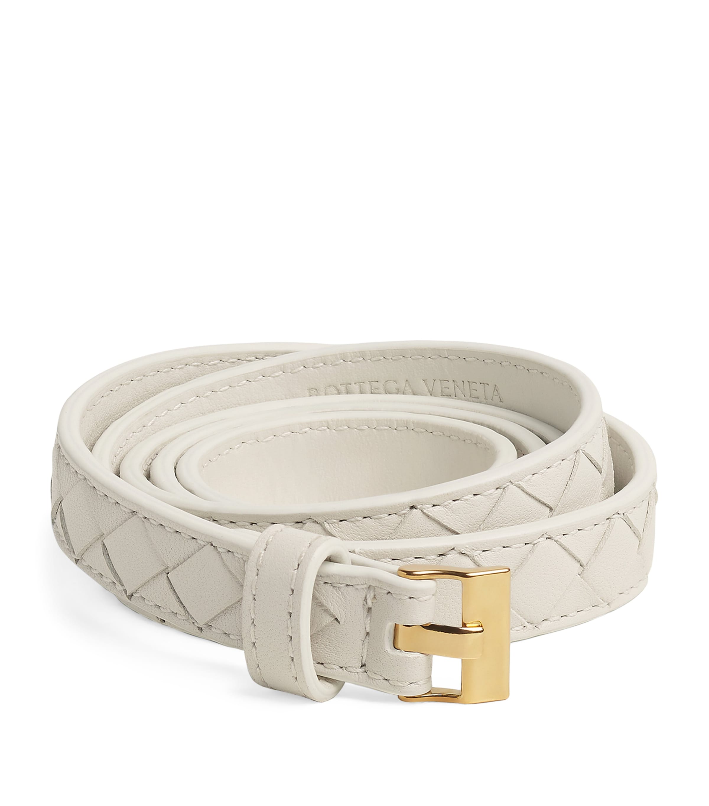 Bottega Veneta Lambskin Thin Watch Belt In White