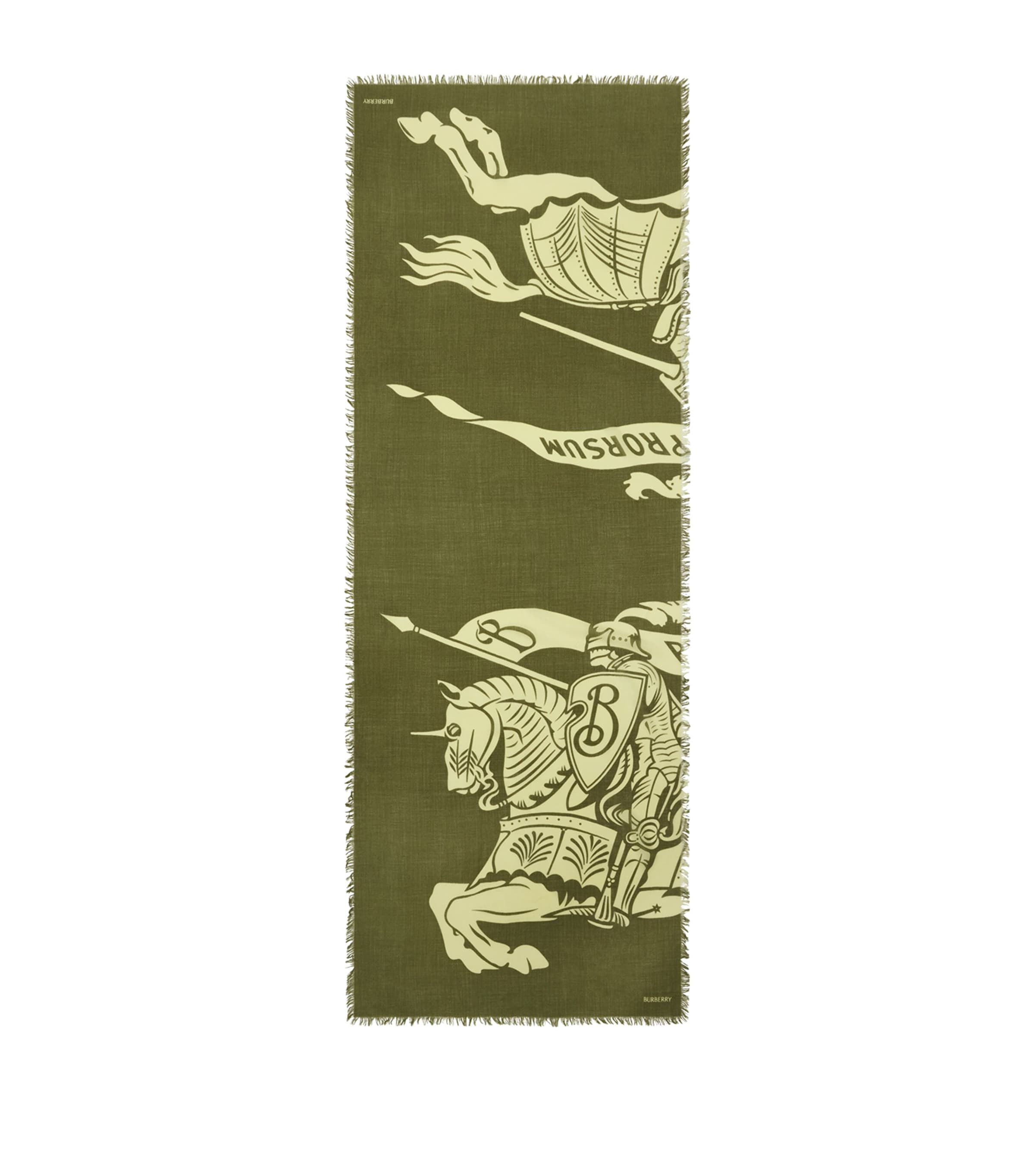 Burberry Wool Wide Ekd Scarf In Green