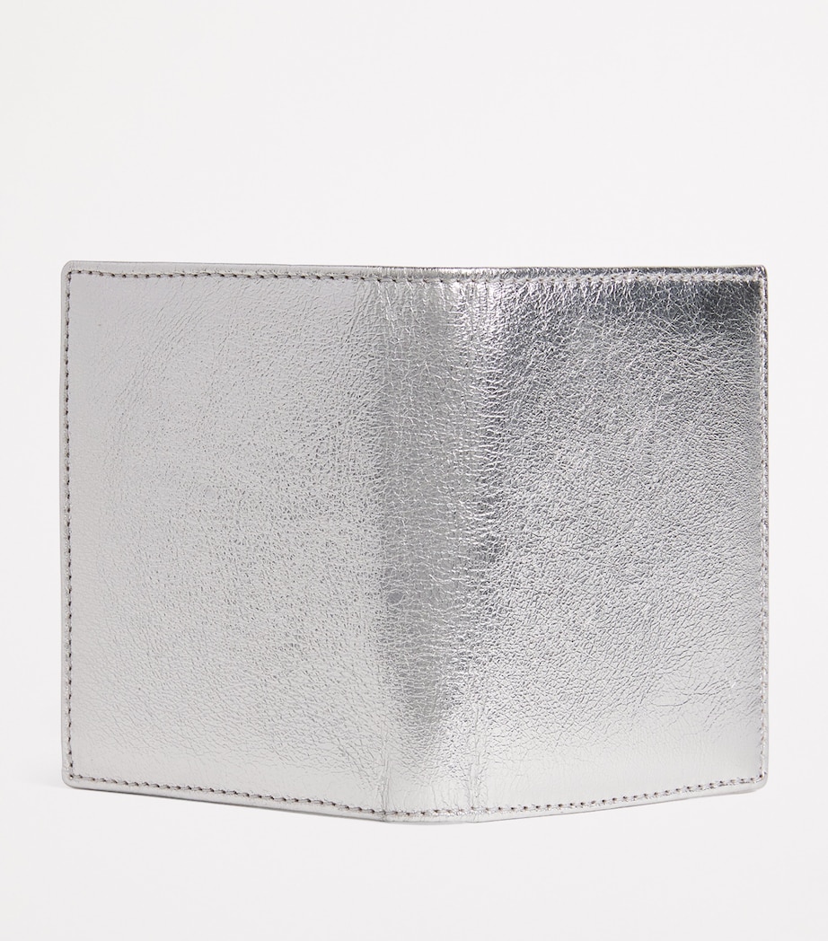 Comme Des Garçons Wallet Leather Folding Card Holder Silver Image 3