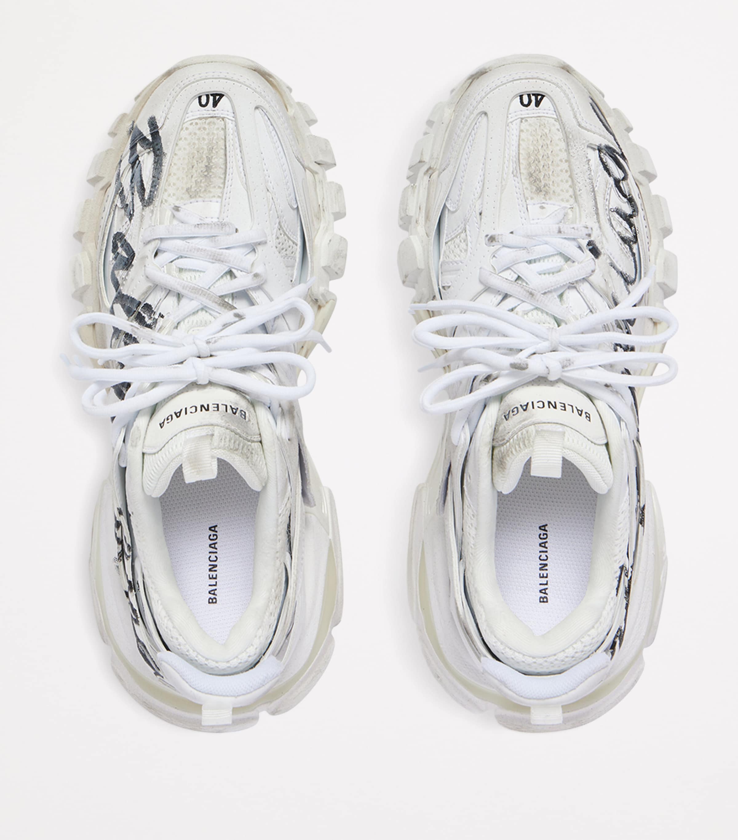 Balenciaga White Track Signature Sneakers | Harrods UK