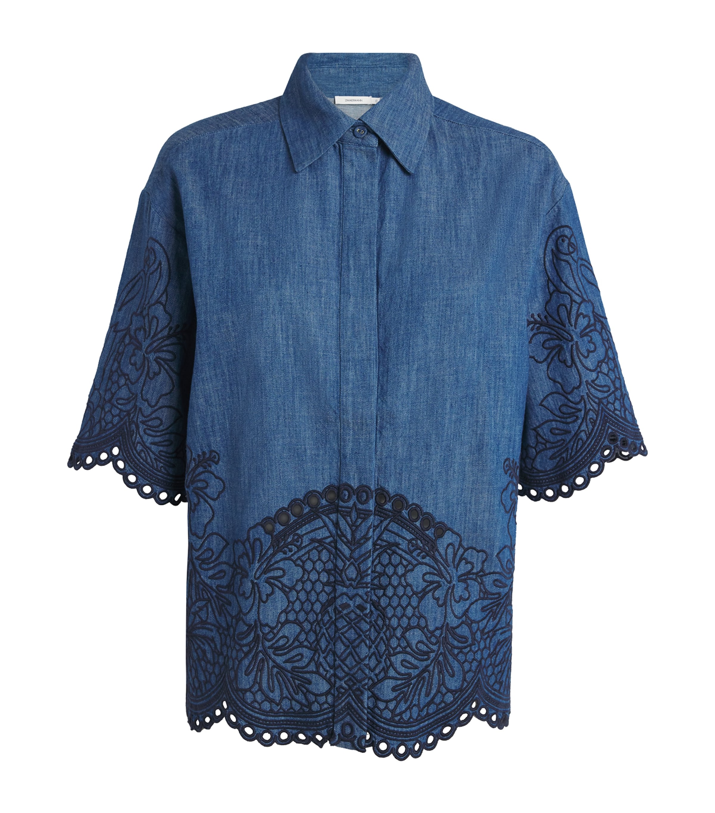 ZIMMERMANN DENIM EMBROIDERED COCO SHIRT