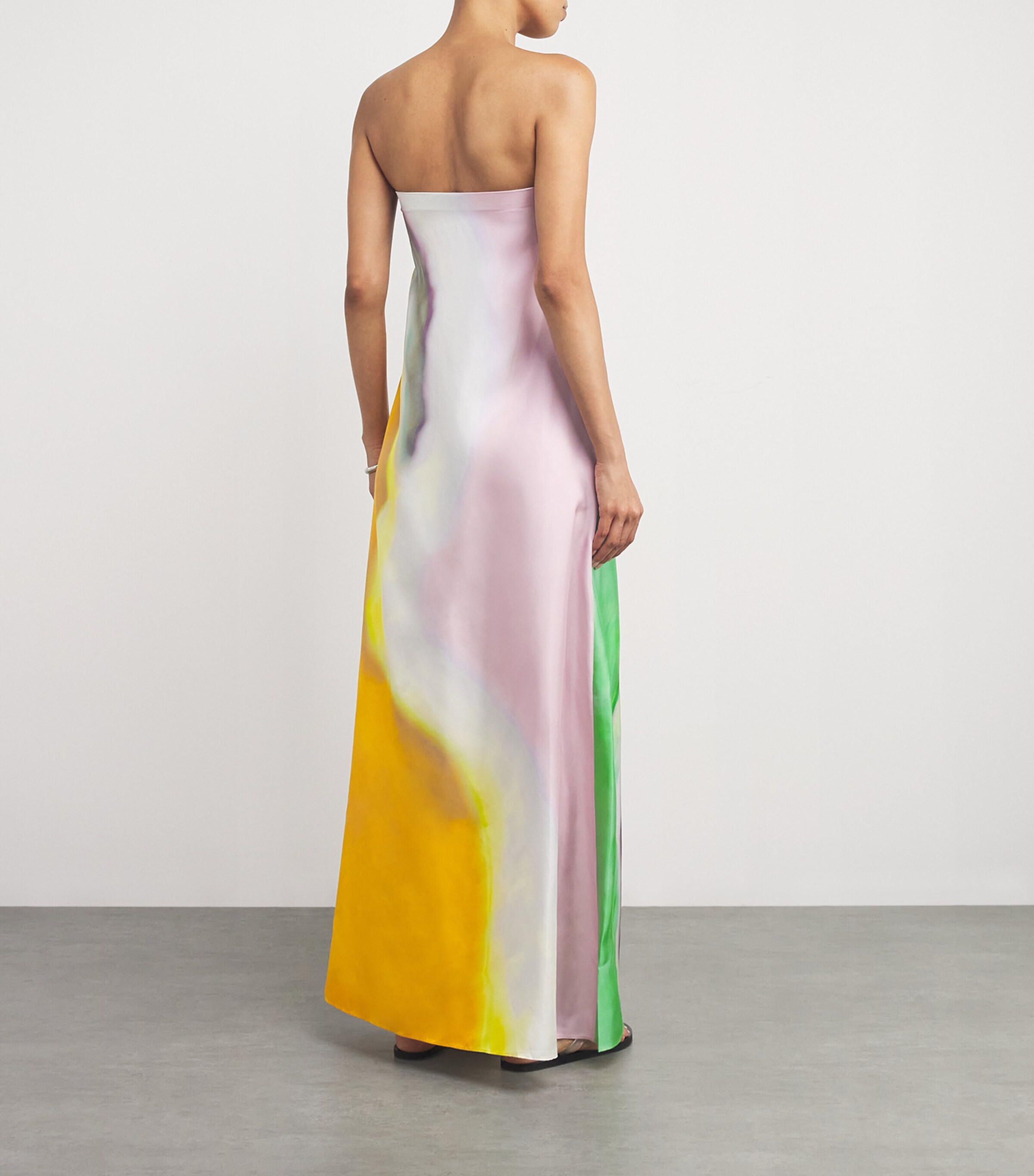 Aura Silk Strapless Dress In Tangelo