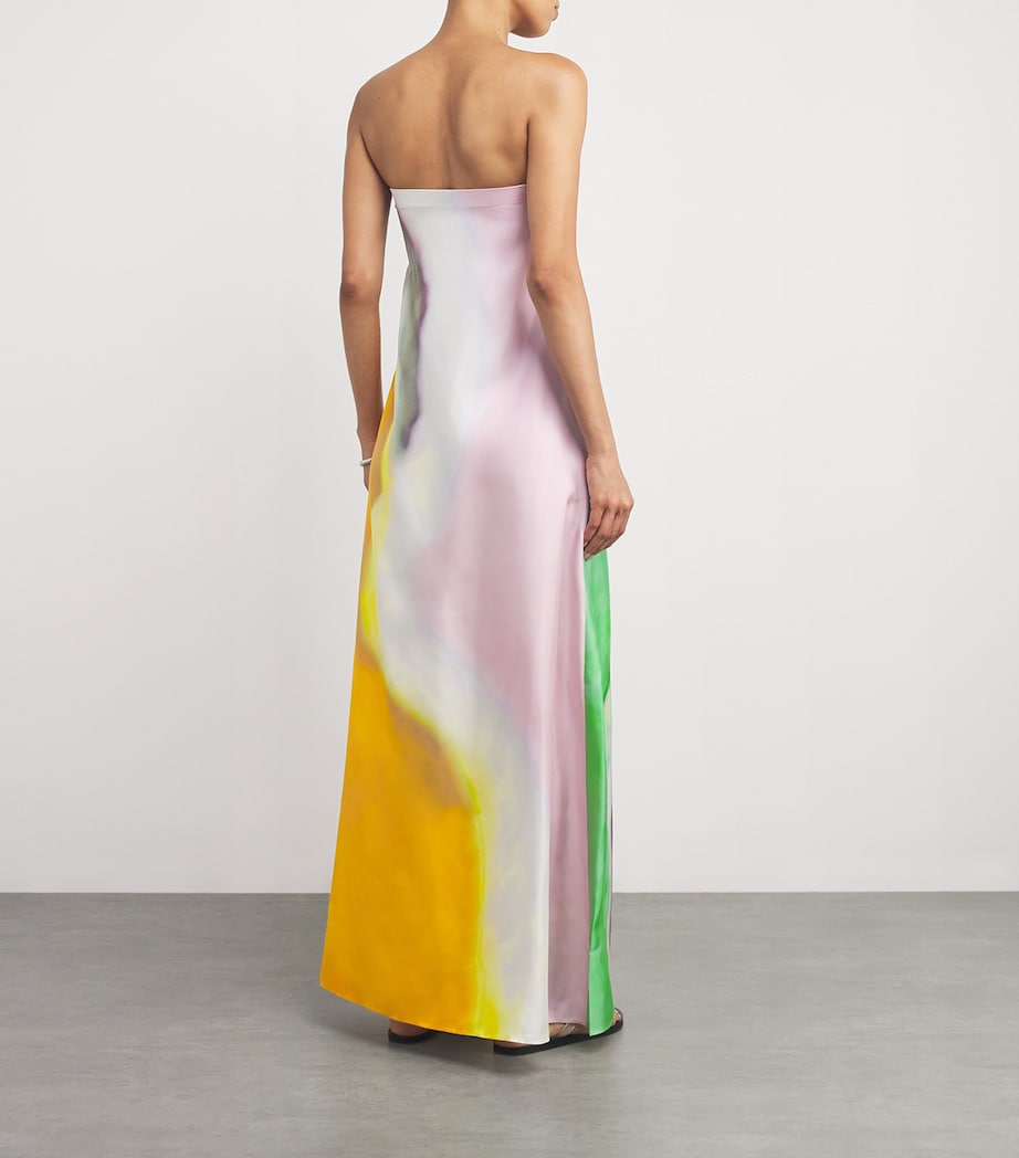 Silk Bandeau Aura Maxi Dress TANGELO AURA PRINT Image 3
