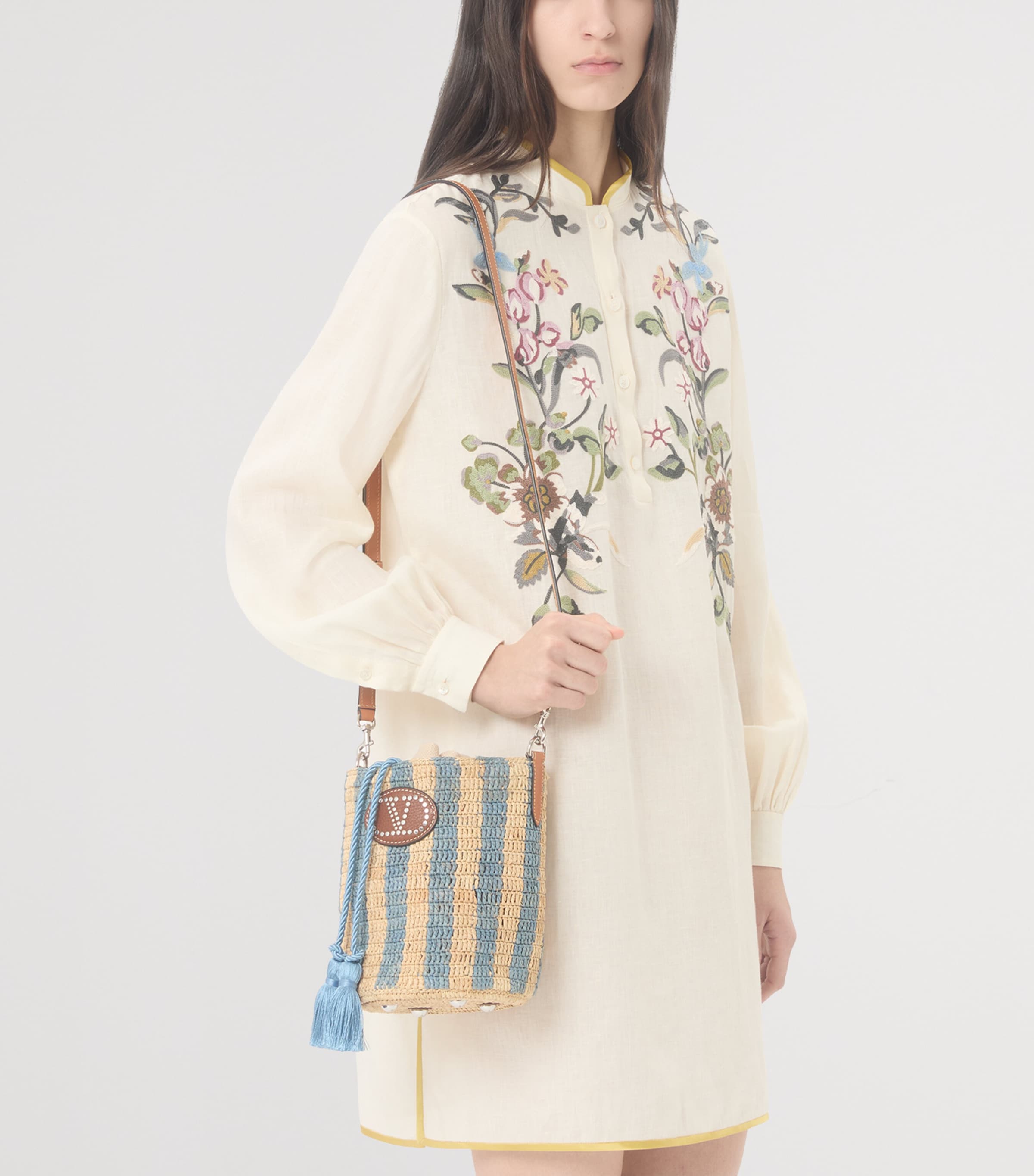 Valentino Garavani Straw VLogo Signature Bucket Bag Image 2