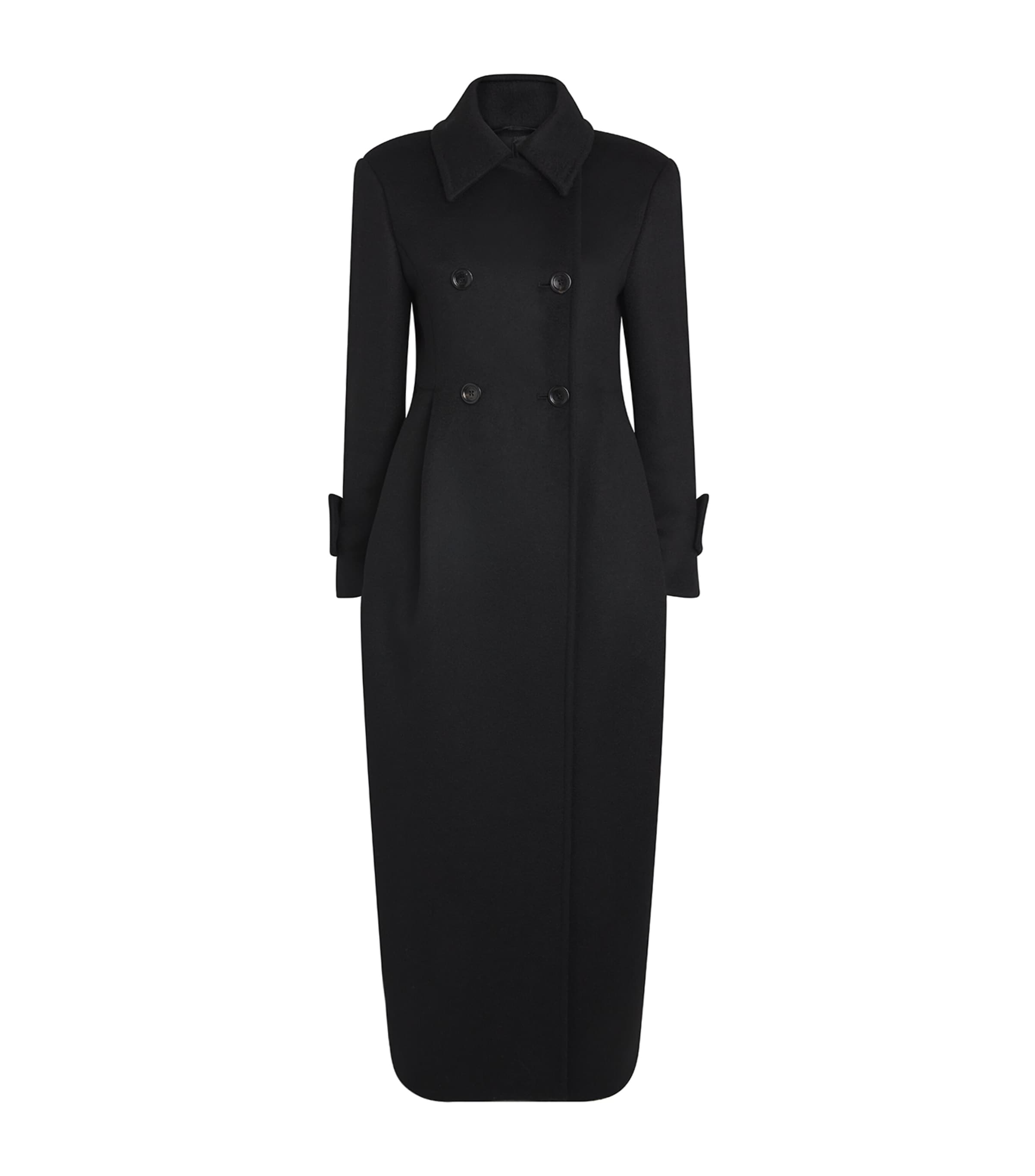 Max Mara Camelwool Collared Coat In Black