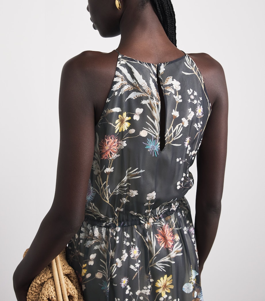 Eleventy Womens Silk Floral Print Maxi Dress Blu Image 5