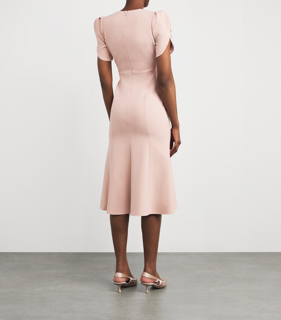 Crepe Embellished Rose Bud Midi Dress 2116 POWDER S G BDNG Image 3