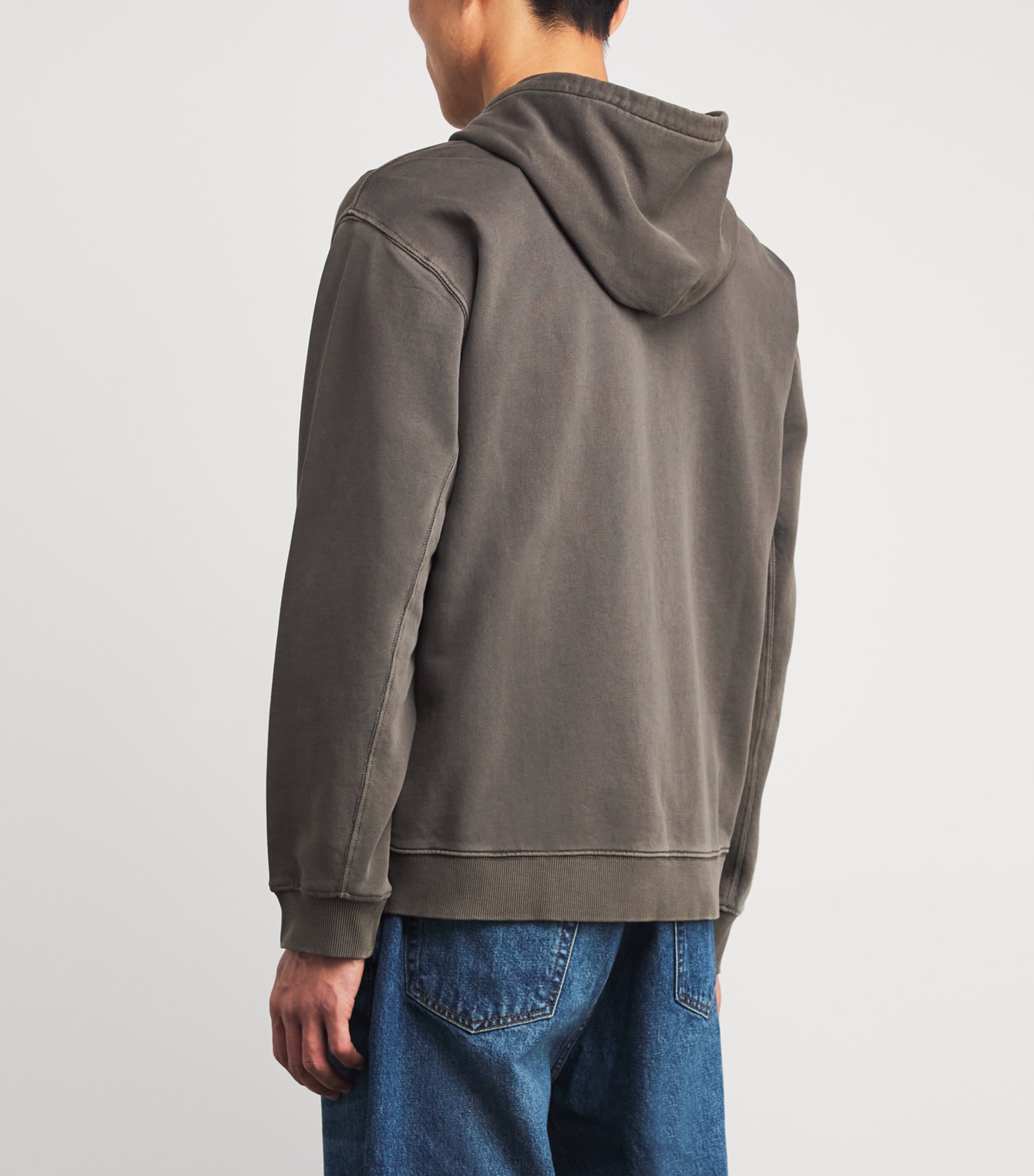 PAIGE Mens Cotton Zip-Up Avon Hoodie Vintage Deep Choc Image 4