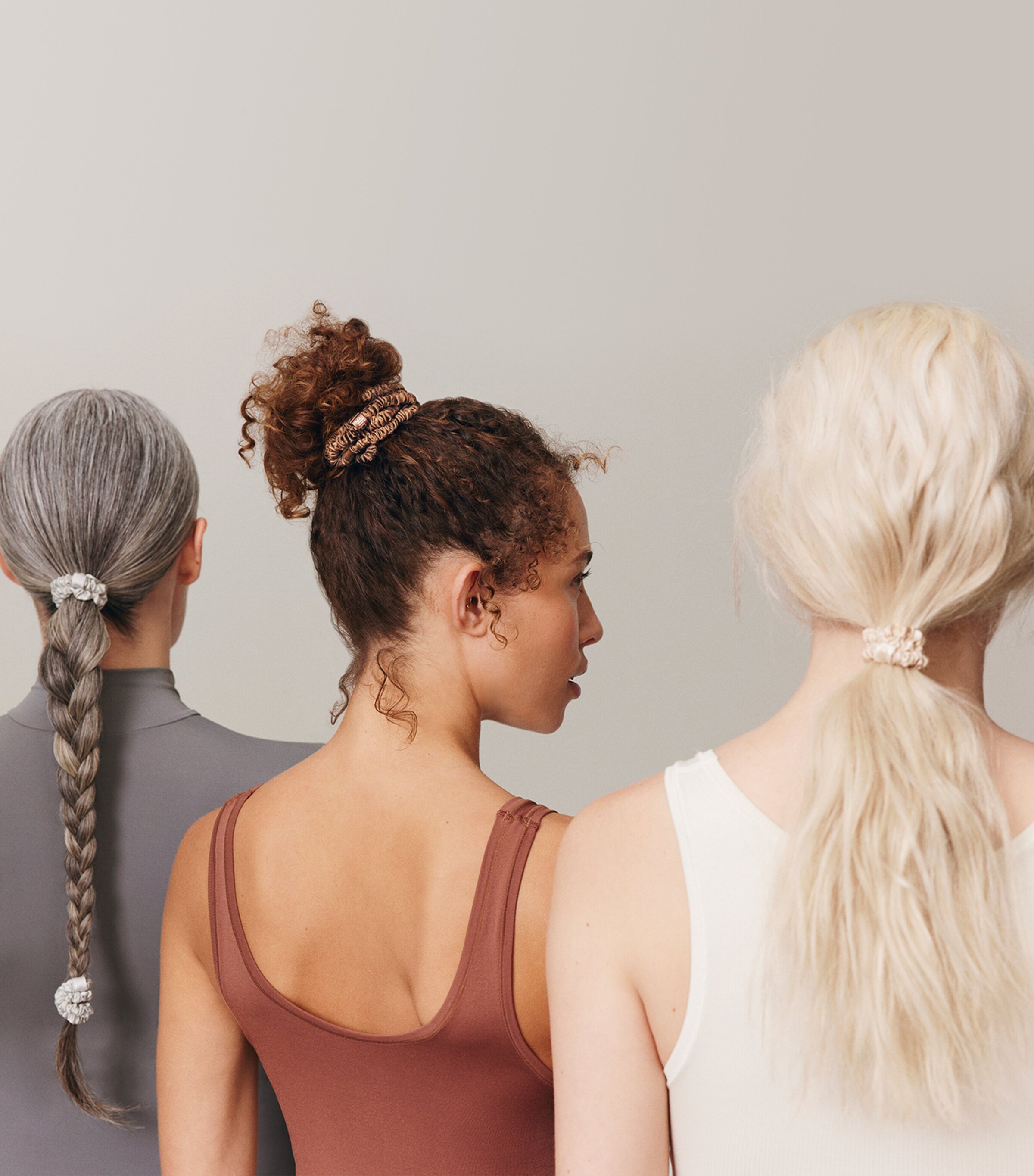 Pure Silk Skinny Scrunchies (Set of 4) LIGHT BROWN Image 5