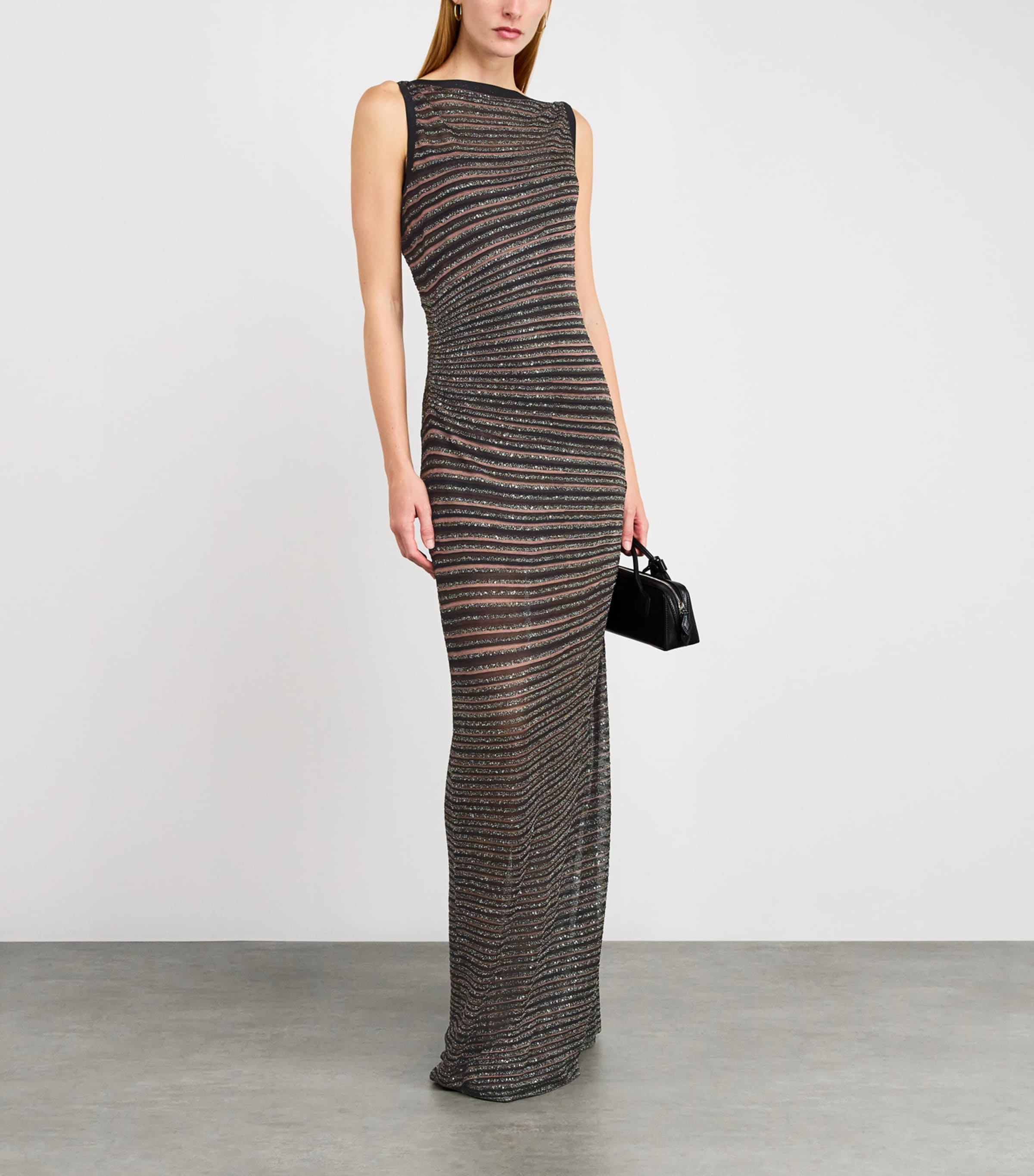 Missoni Womens Knit Stripe Maxi Dress Black+brown Image 2