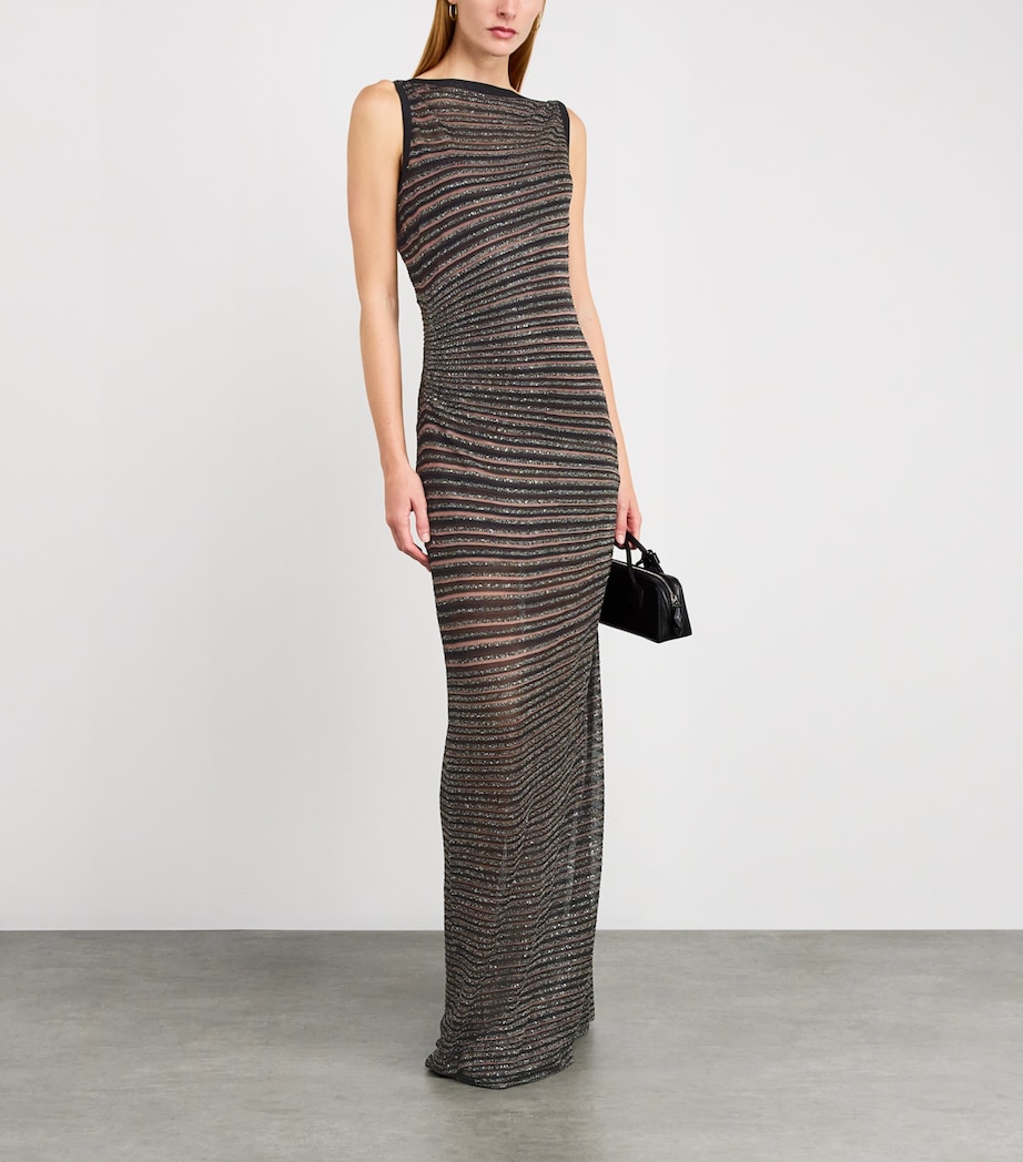 Missoni Womens Knit Stripe Maxi Dress Black+brown Image 2