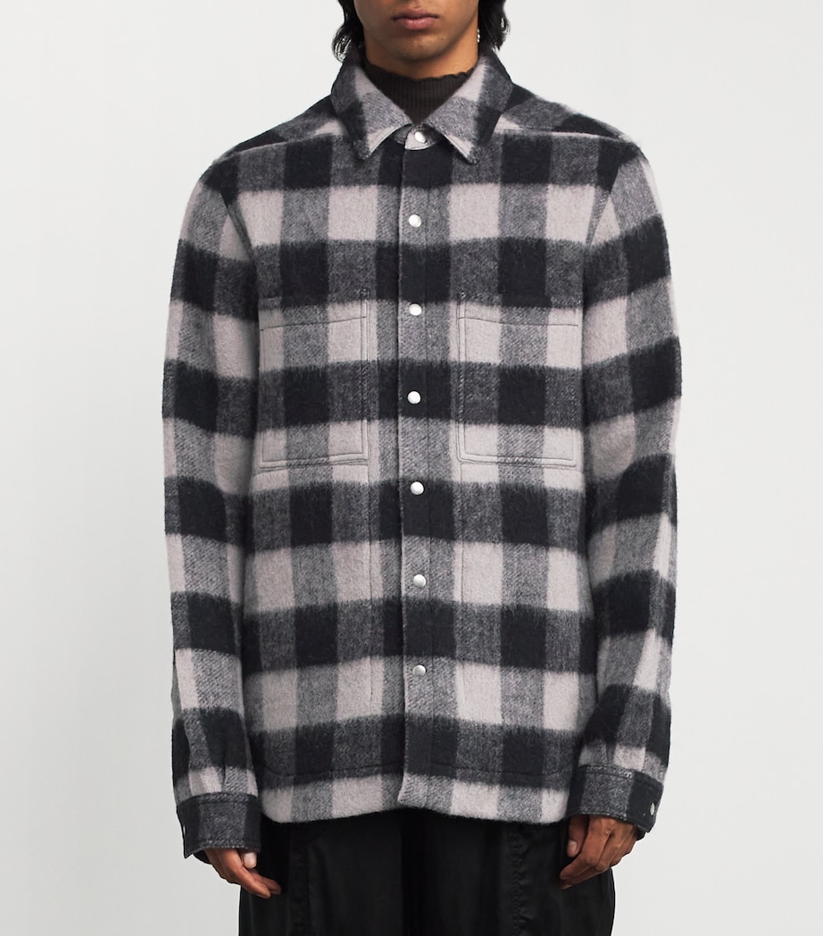 Virgin Wool Check Overshirt BLACK PLAID Image 3