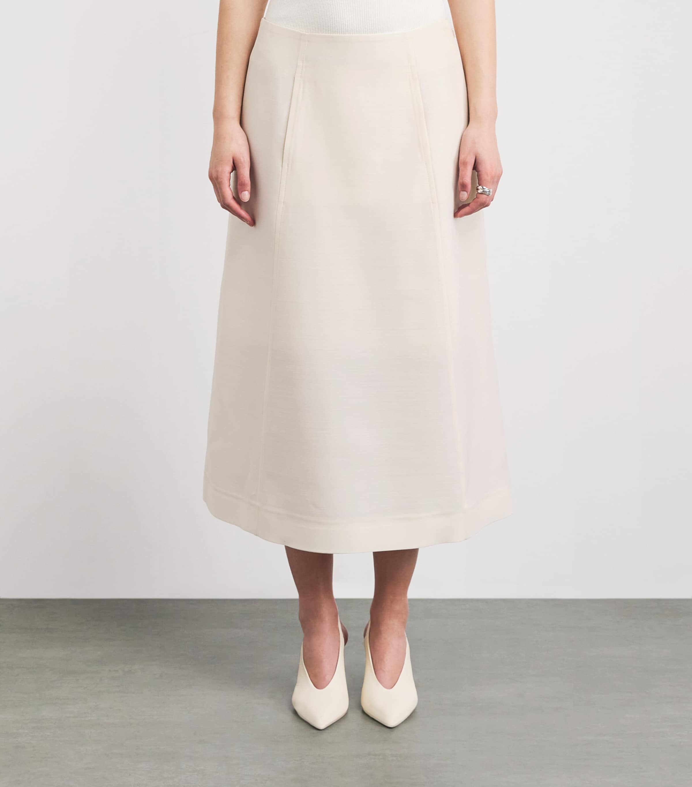 BITE Studios Womens Sharp A-Line Midi Skirt Off White Image 4