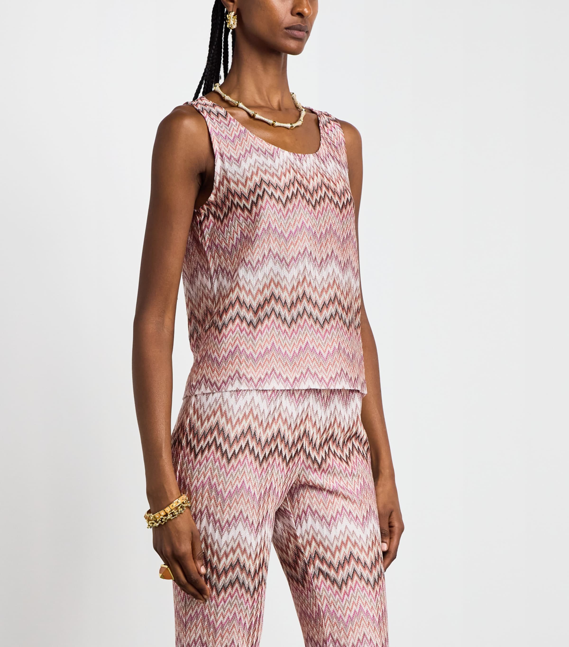 Missoni Womens Zigzag Cami Top Pink White Image 4