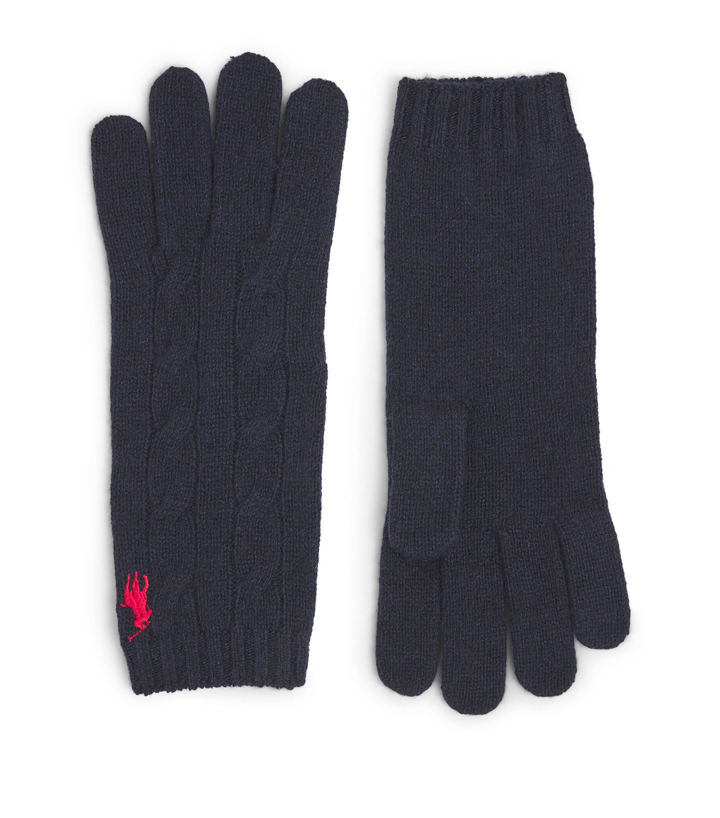 Polo Ralph Lauren Wool Embroidered Gloves In Blue