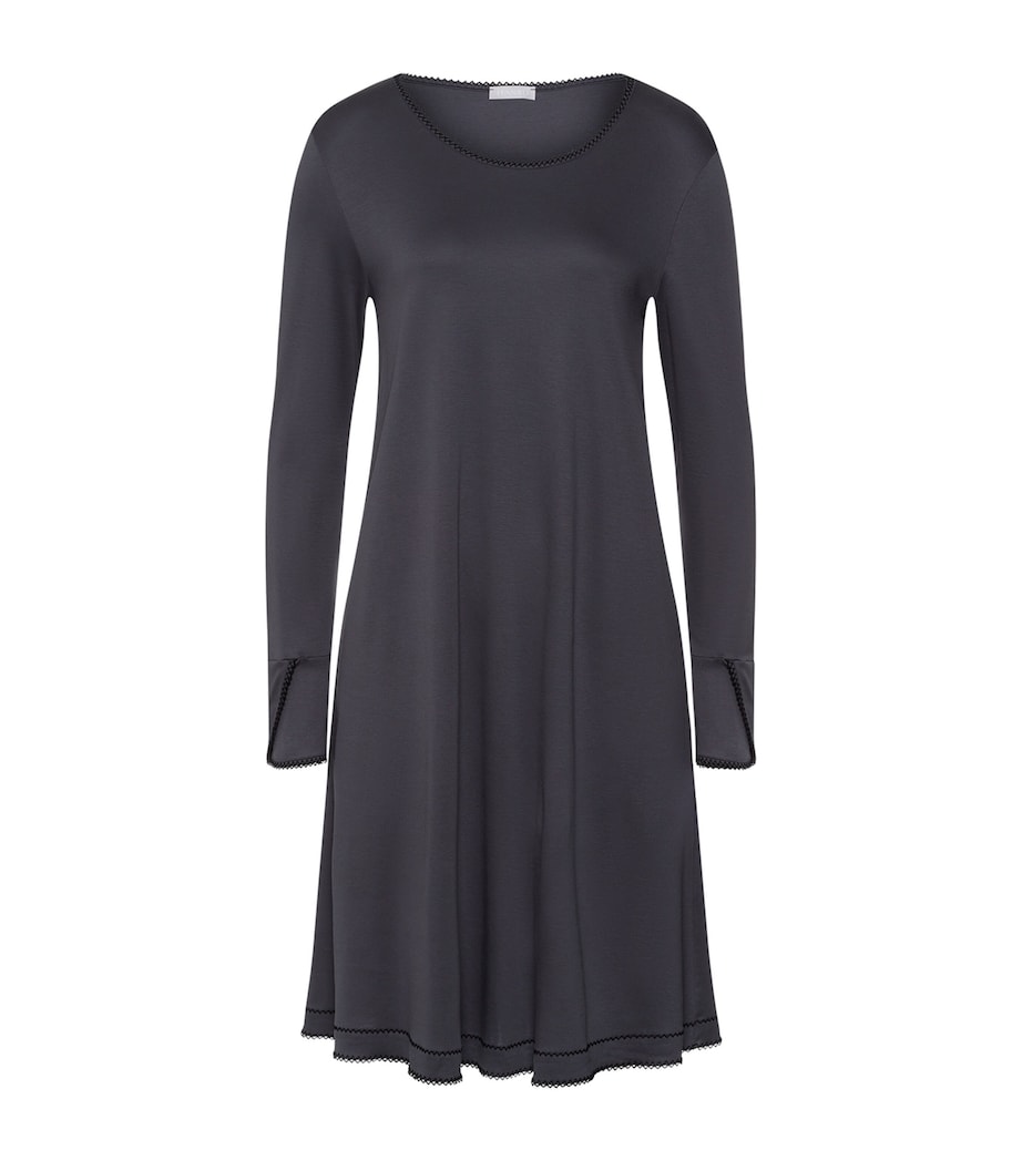 Cotton Long-Sleeve Una Nightdress BLACK PEARL Image 1