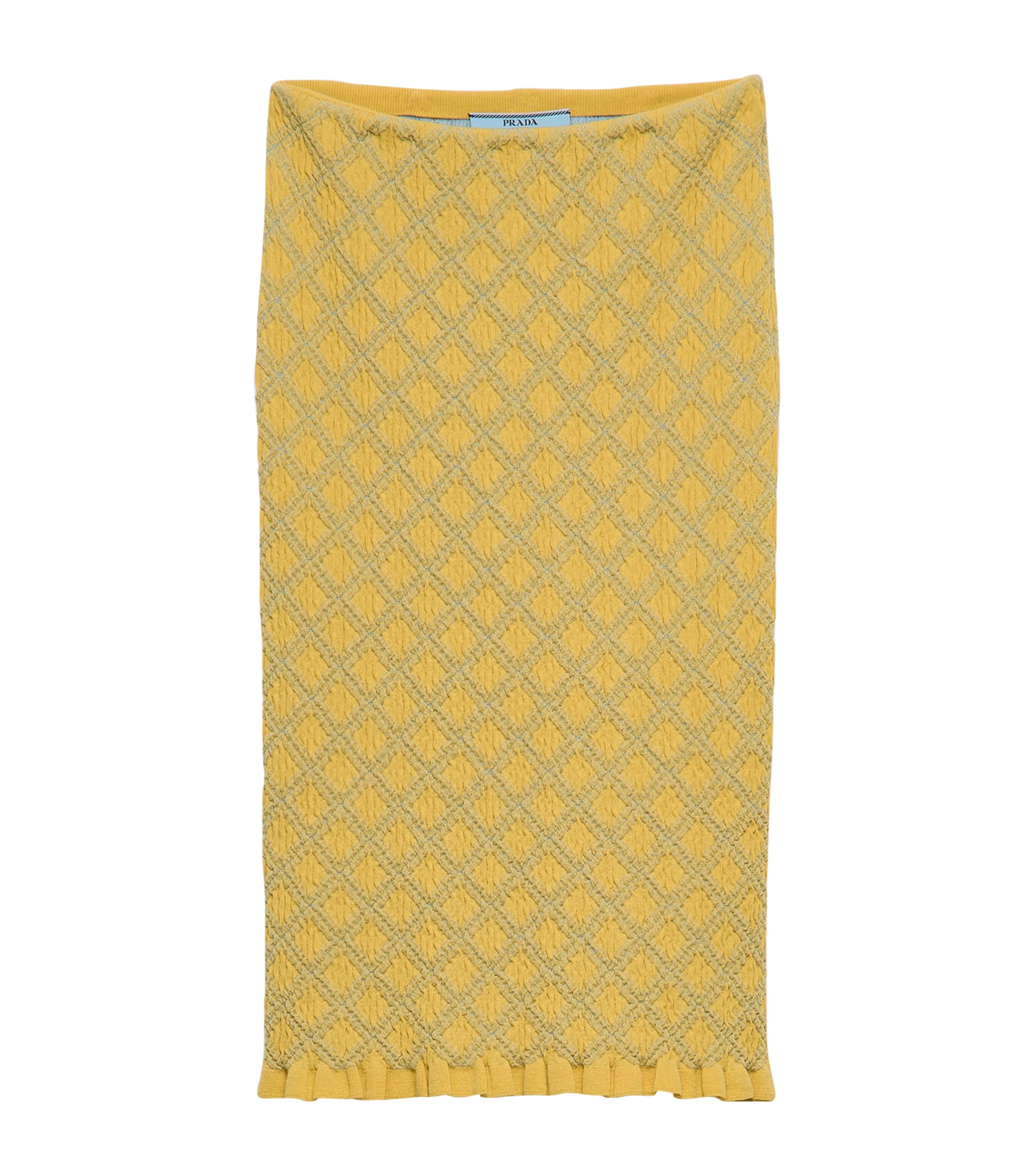 Shop Prada Cotton Smock Stitch Pencil Skirt In Yellow