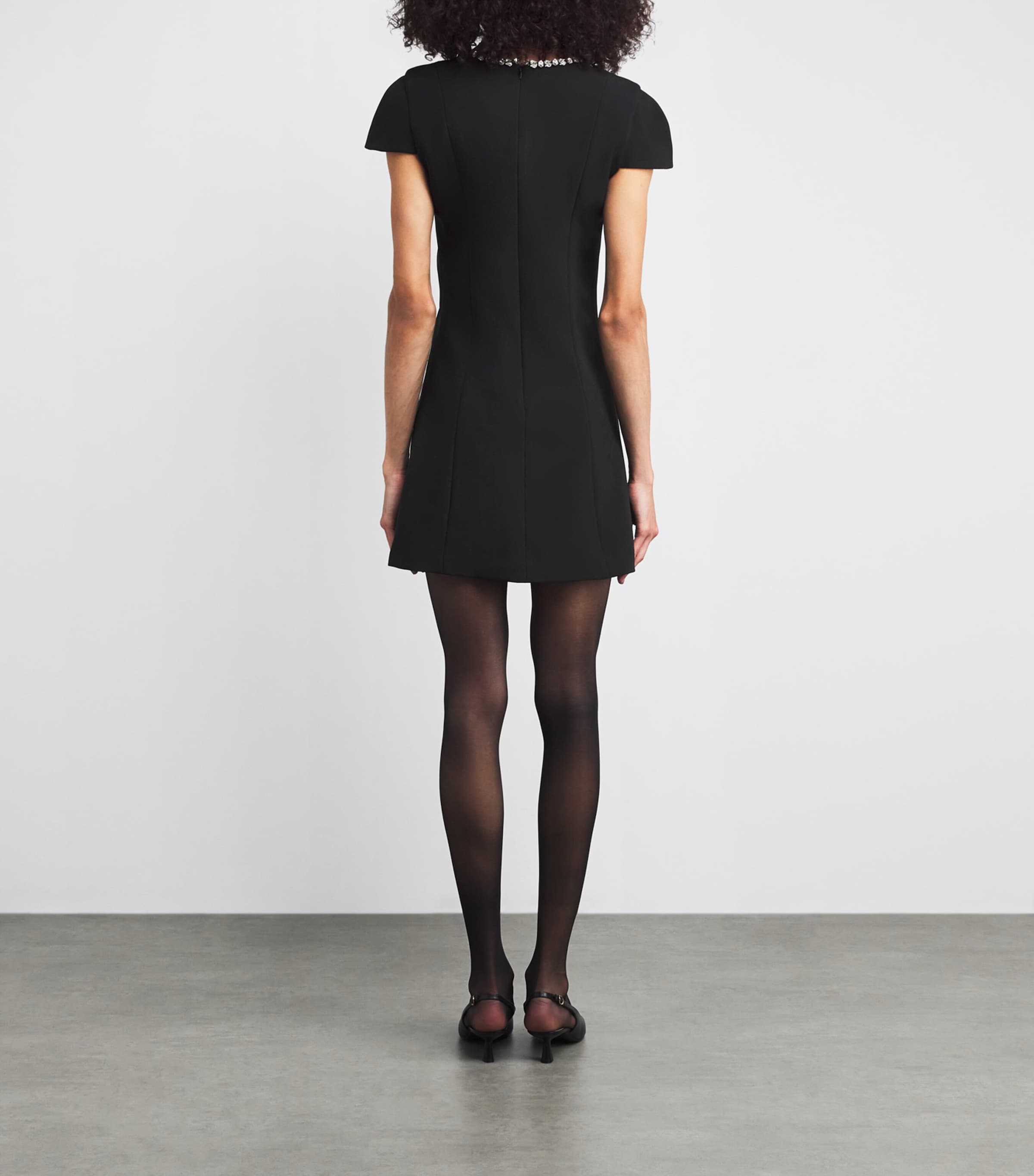 Crystal-Neck Mini Dress BLACK Image 3