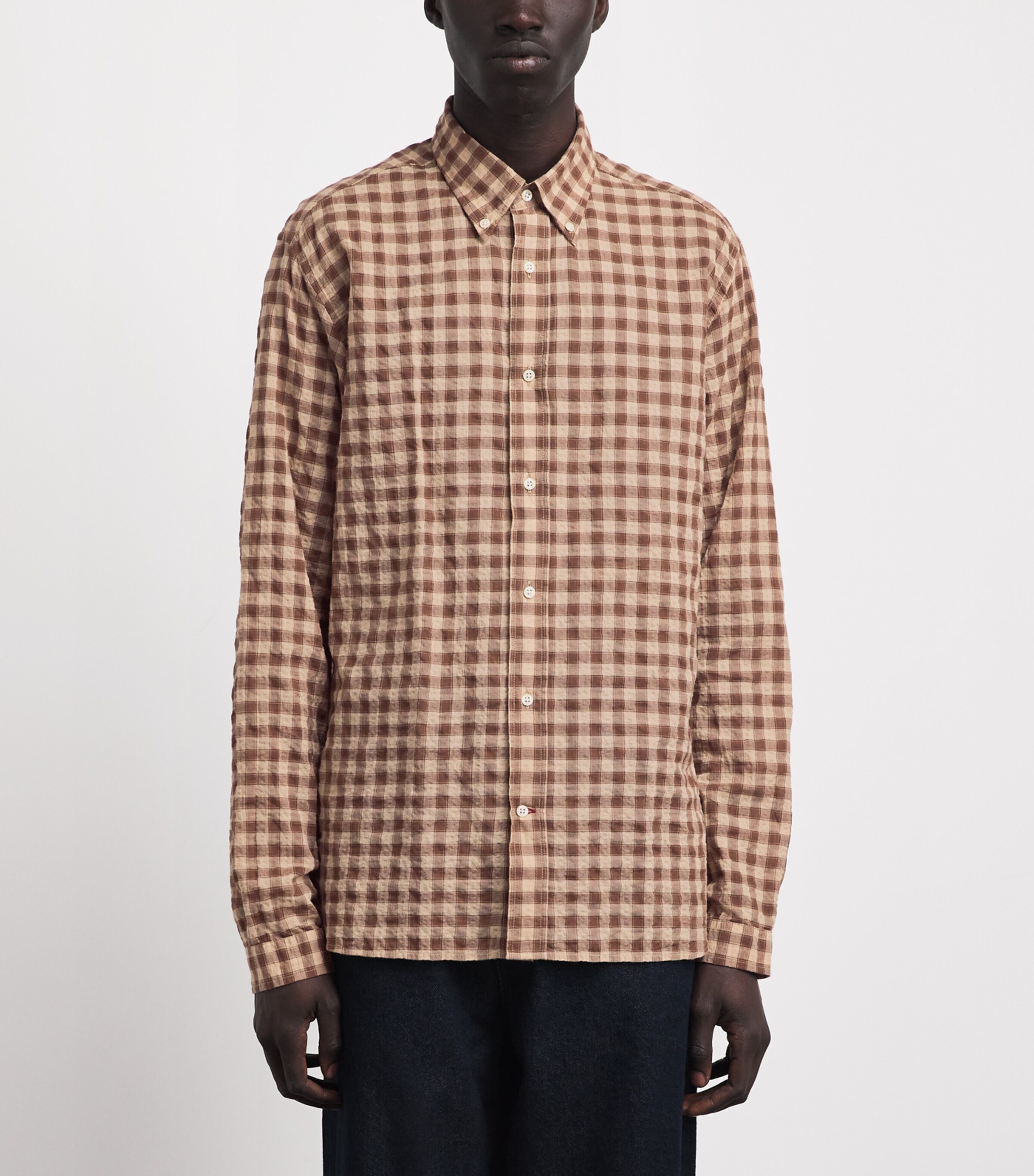 Oliver Spencer Mens Check Brook Shirt Brown Image 4