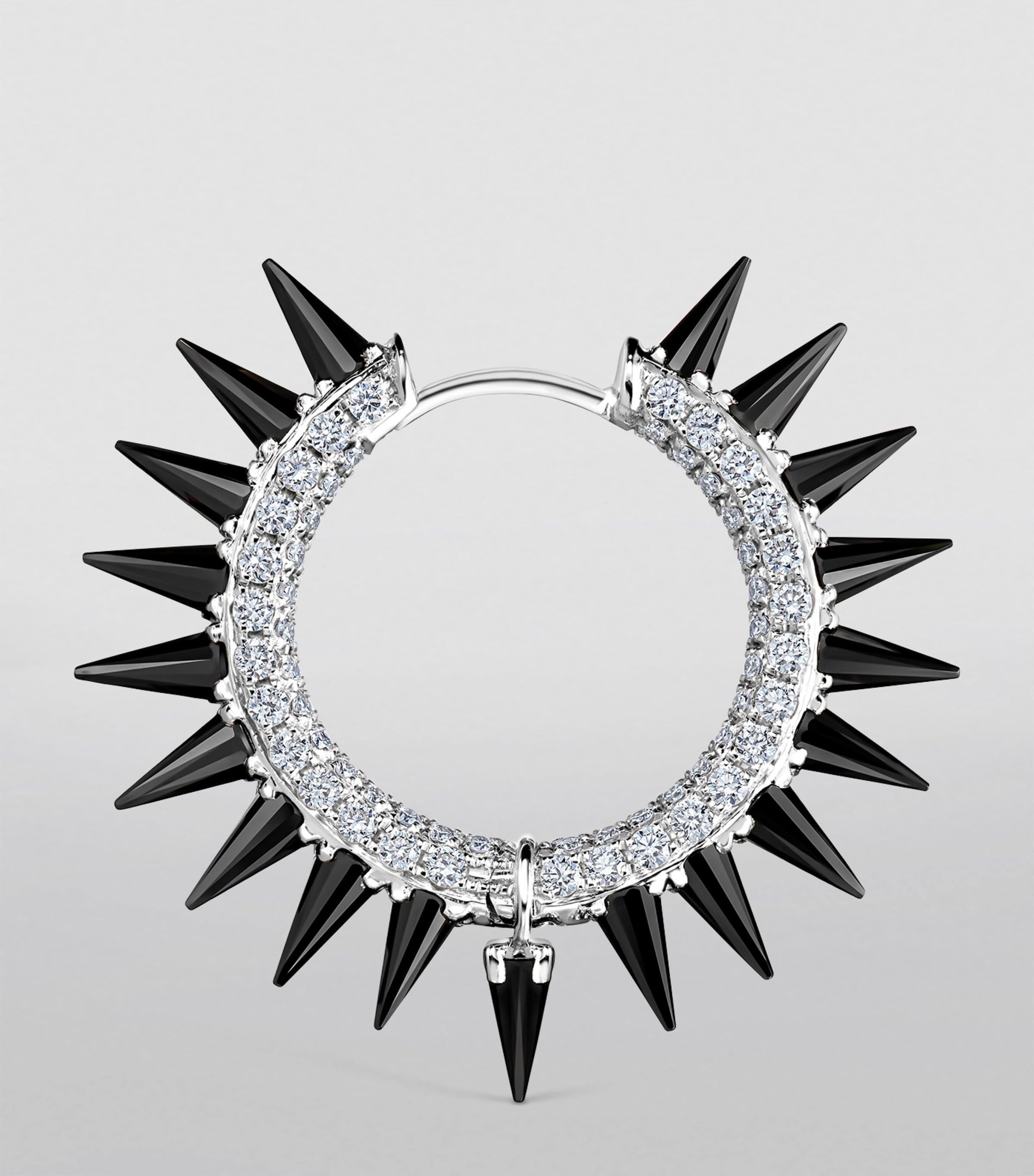 Maria Tash White Gold Black Moissanite Mohawk and Diamond Pavé Hoop Earring (12.5mm) White Gold Image 3