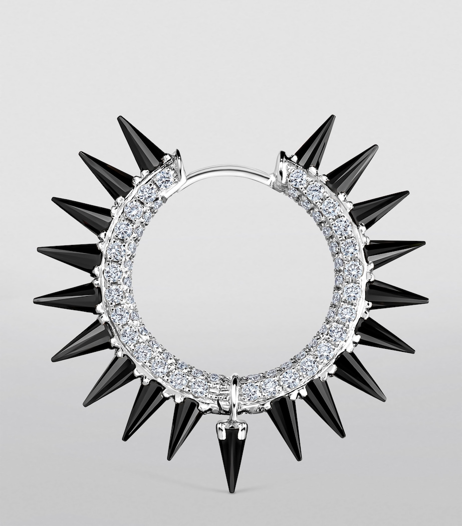 Maria Tash White Gold Black Moissanite Mohawk and Diamond Pavé Hoop Earring (12.5mm) White Gold Image 3