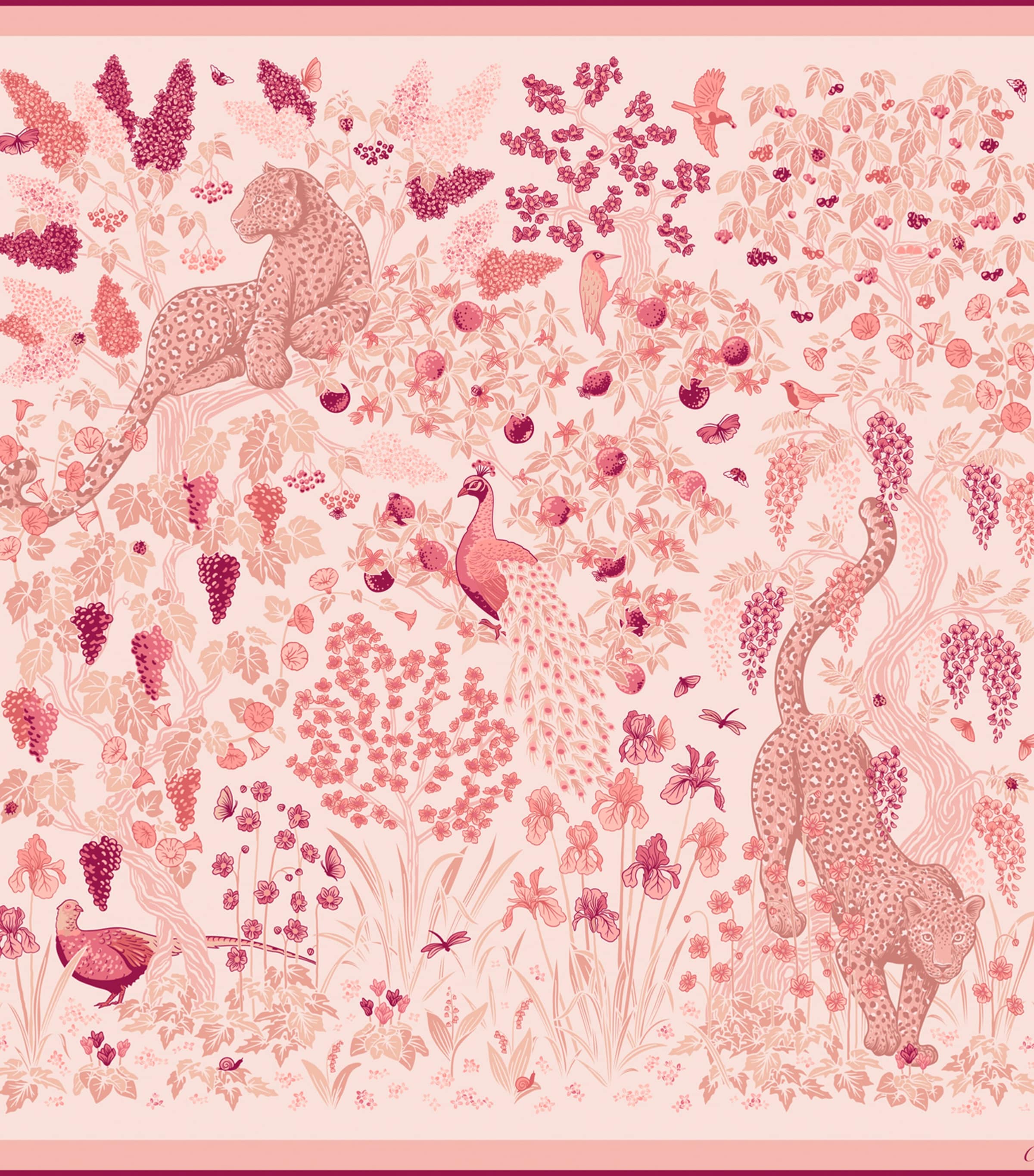 Cartier Silk Blooming Panthère Square Scarf Pink Image 2