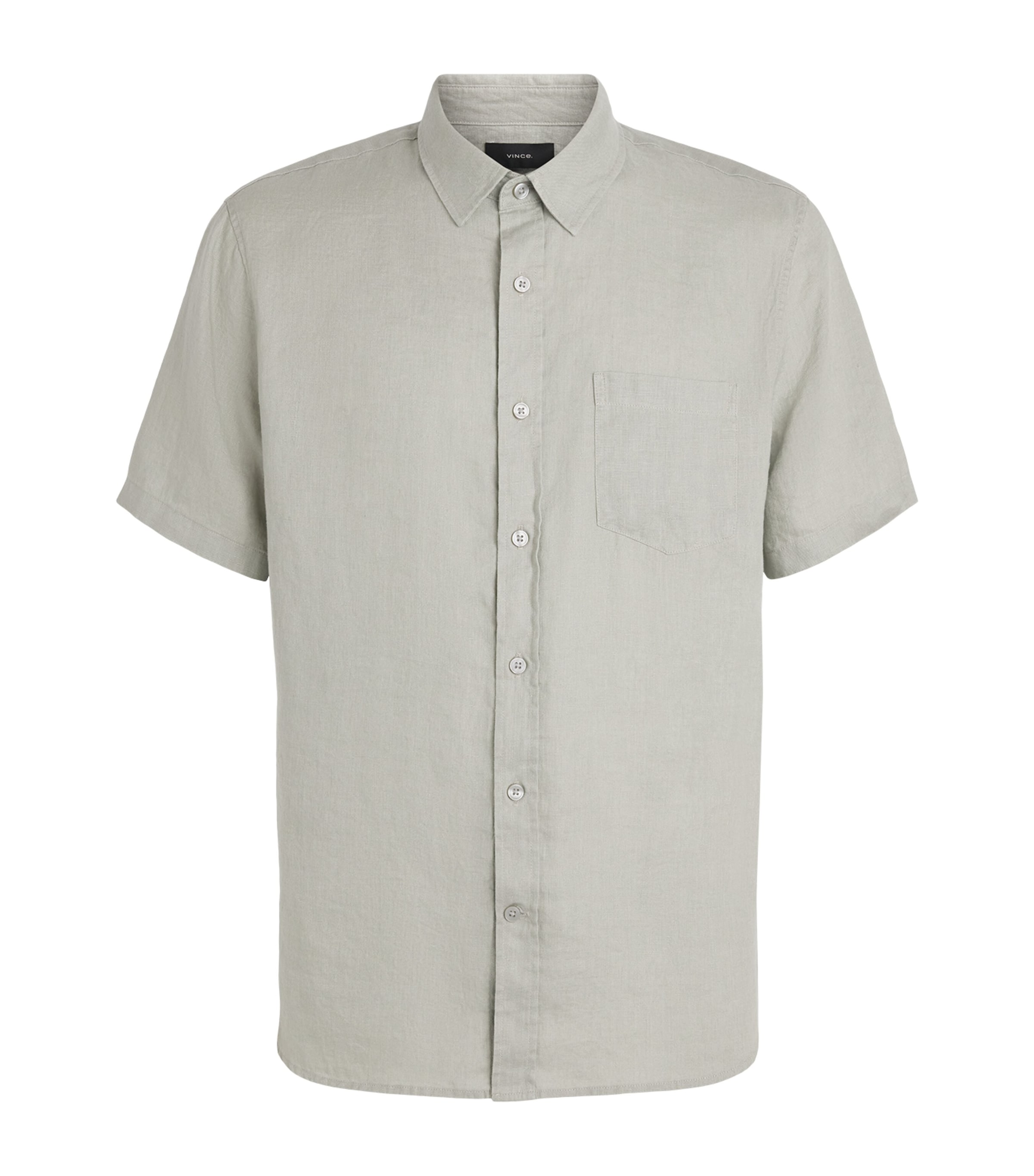 Vince Mens Linen Short-Sleeve Shirt Matcha Image 1