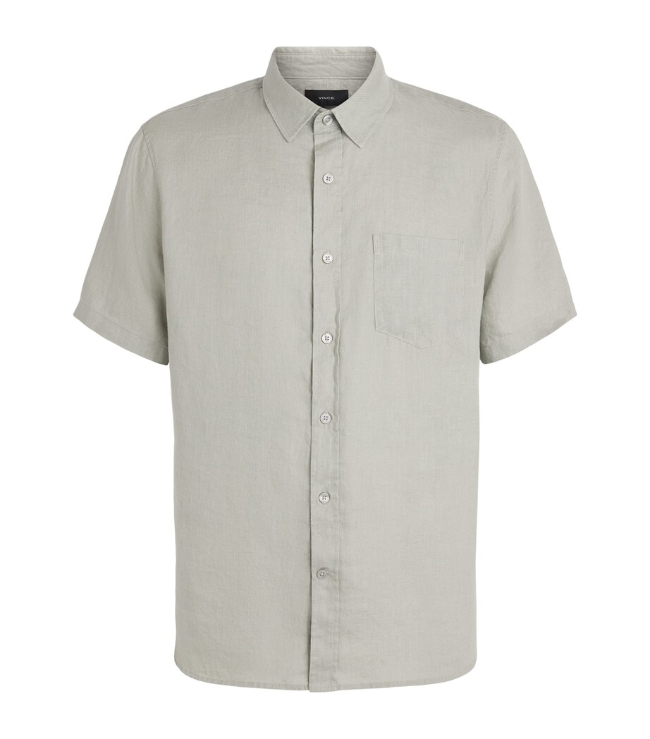 Vince Mens Linen Short-Sleeve Shirt Matcha Image 1