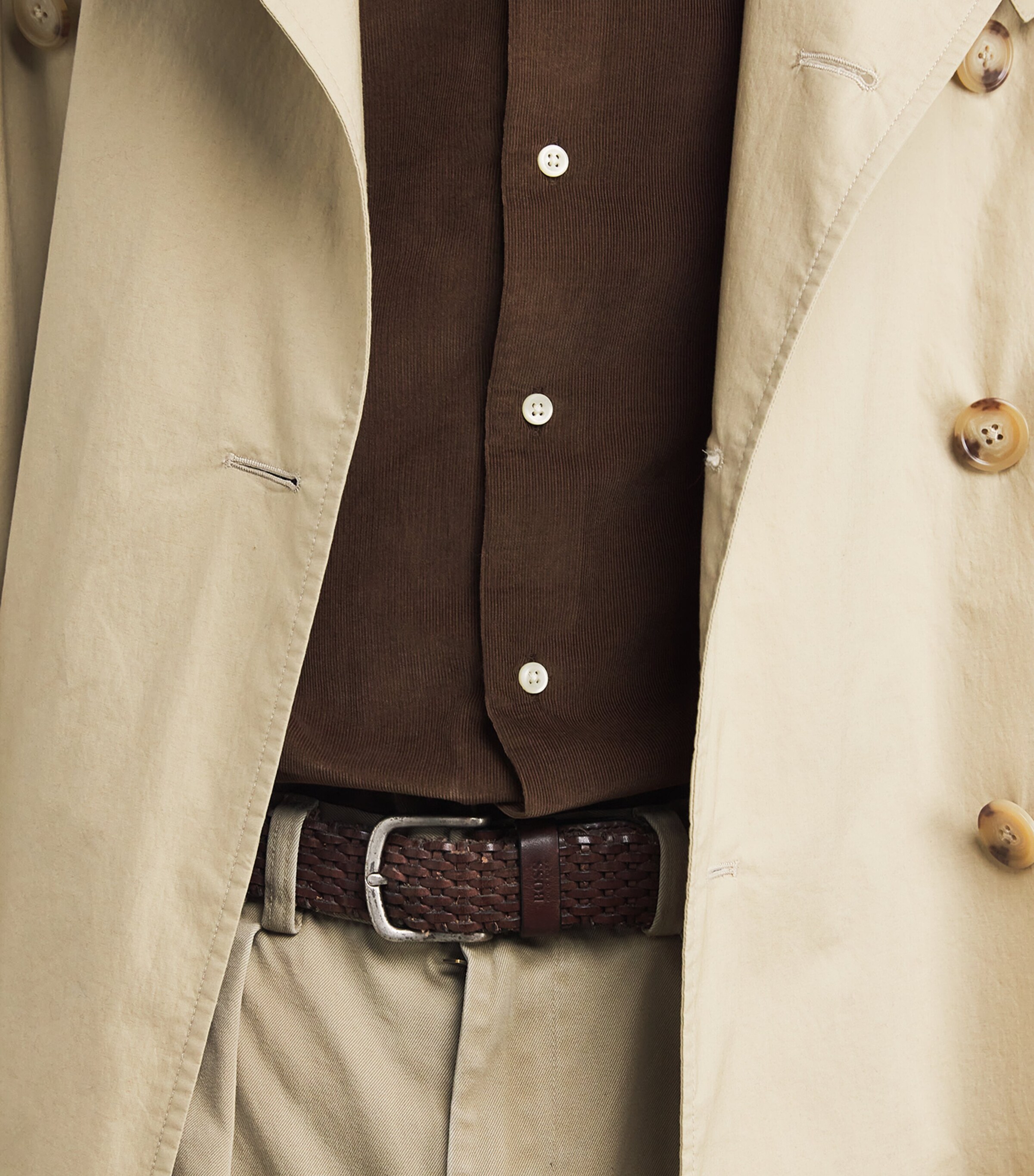 Cotton Corduroy Custom Fit Shirt BROWN Image 6