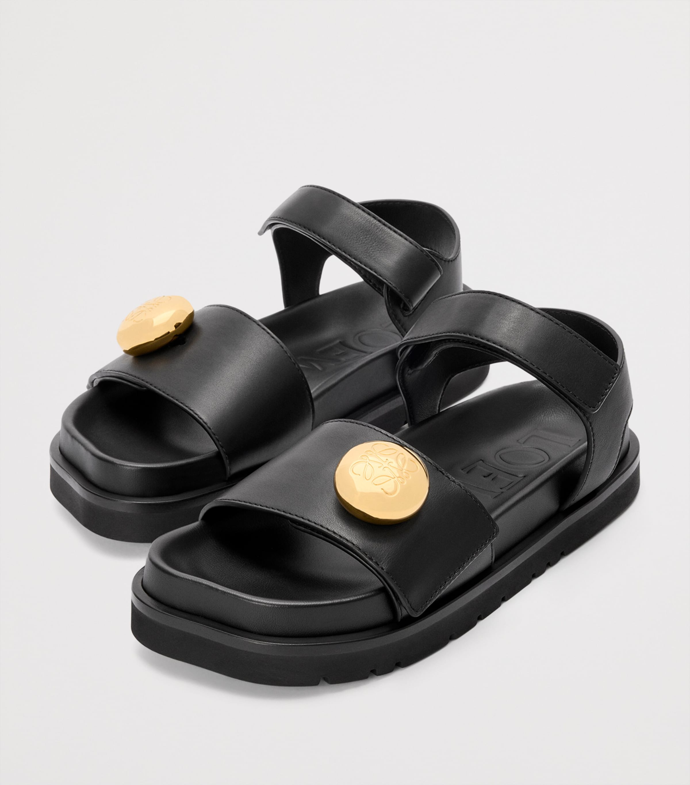 Leather Pebble Fussbett Sandals BLACK Image 3