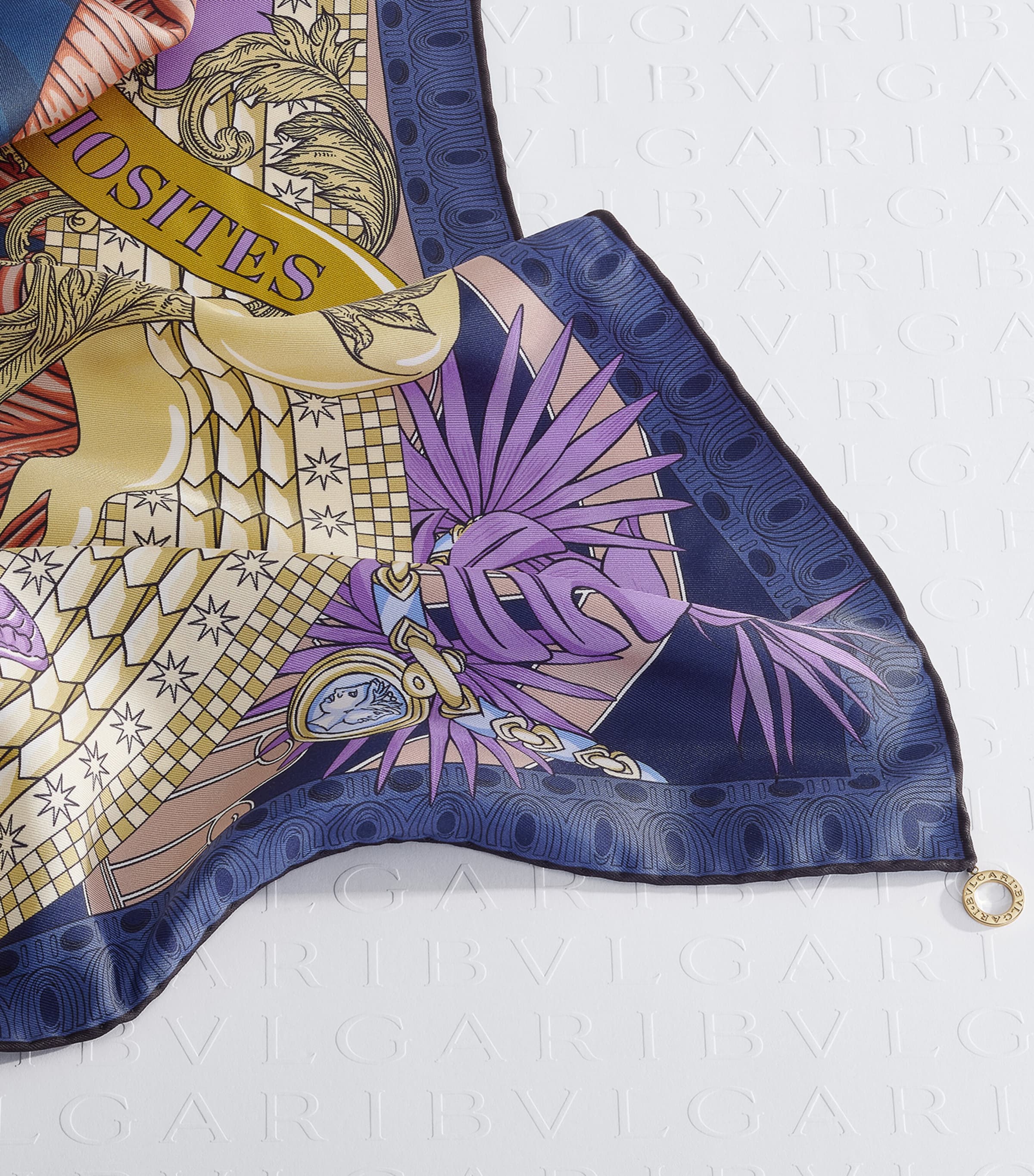 Bvlgari Silk Curiosity Scarf Blue Medium Image 4