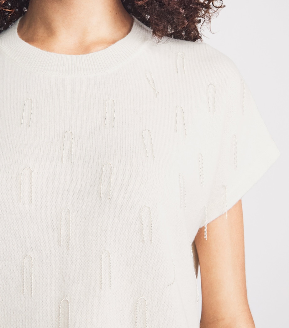 Fabiana Filippi Womens Wool-Silk-Cashmere Embellished T-Shirt Rafia Image 3