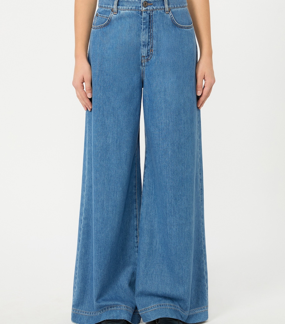 Weekend Max Mara Womens High-Rise Wide-Leg Jeans Navy Image 3