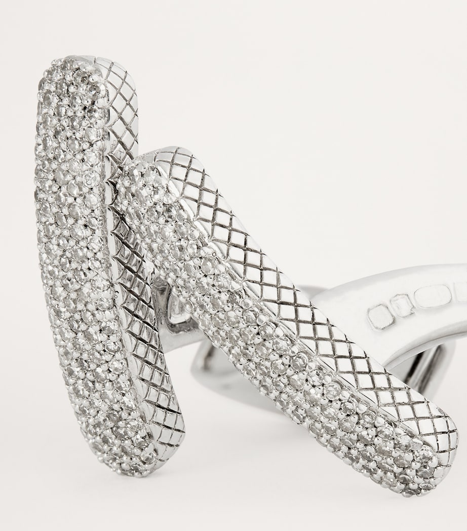 Sterling Silver and Diamond Baton Cufflinks SILVER Image 6