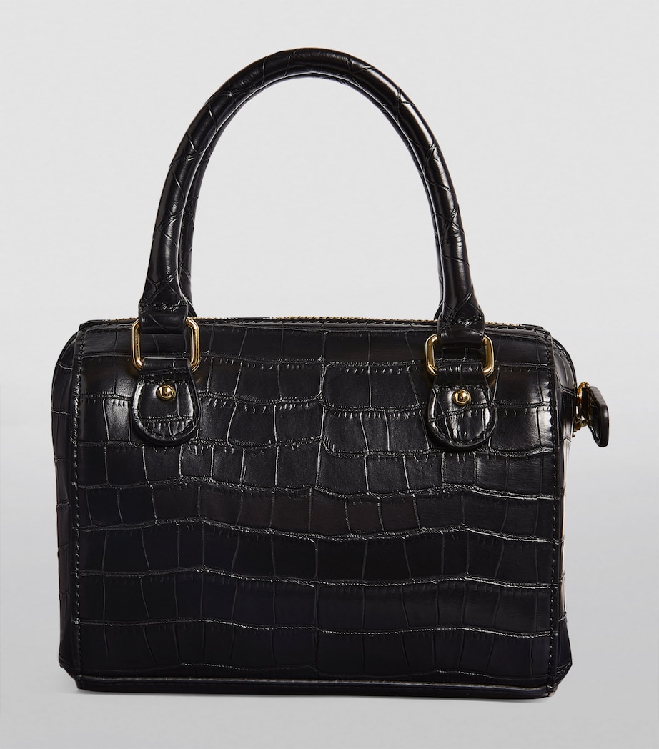 Harrods Mini Croc-Embossed Barrel Bag Green Image 4