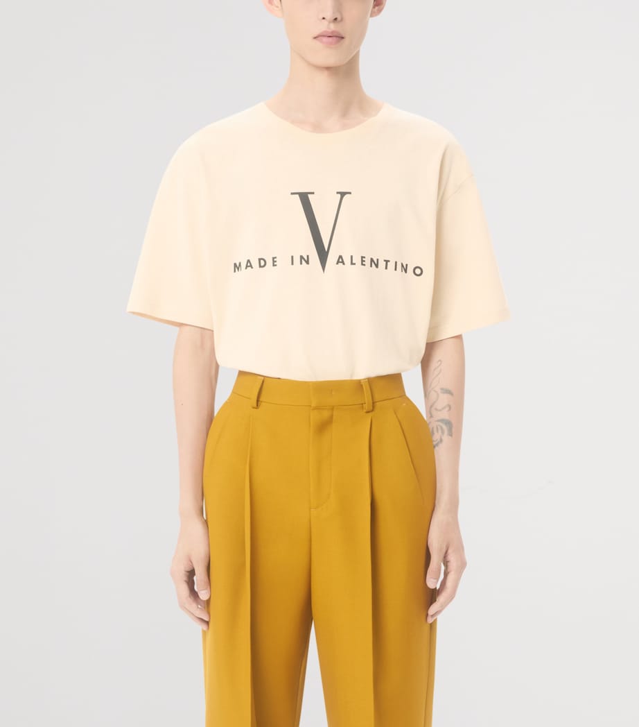 Cotton Made in Valentino Logo T-Shirt QT3 Image 2