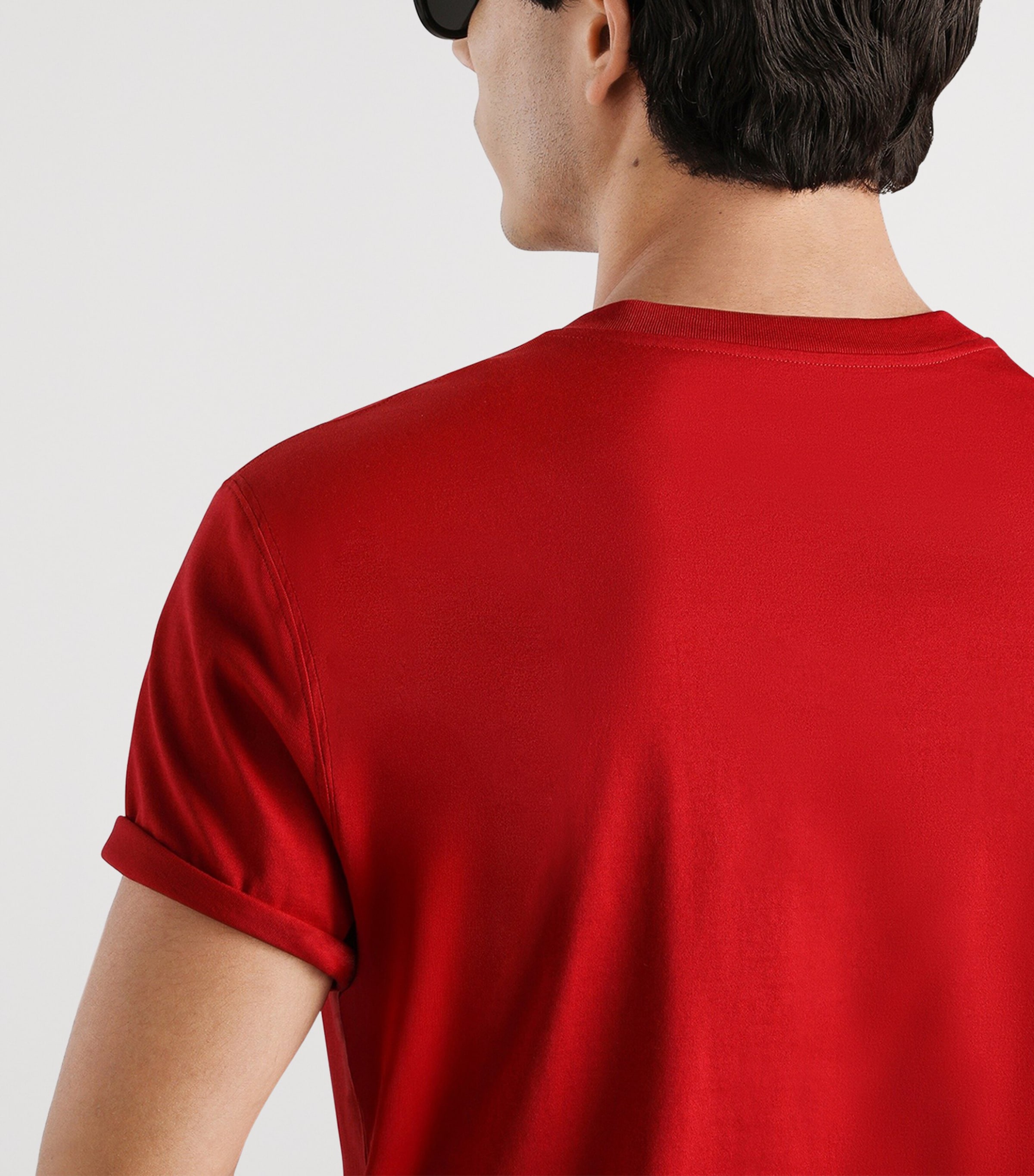 Dolce&Gabbana Mens Embroidered-Logo T-Shirt Bright Red Image 4