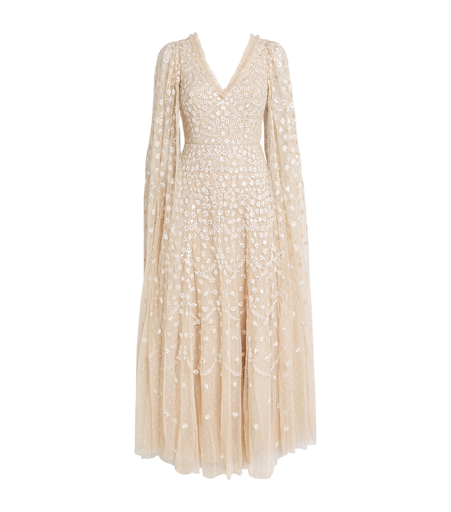 Cape-Detail Clover Maxi Dress BEIGE/CREAM Image 1