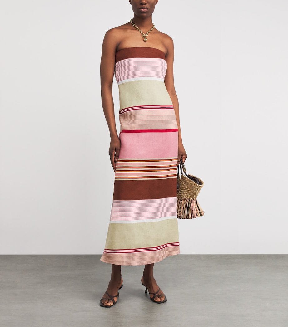 Faithfull the Brand Womens Linen Stripe Yolina Maxi Dress Brrgn Strpe Dsty Mve Image 2
