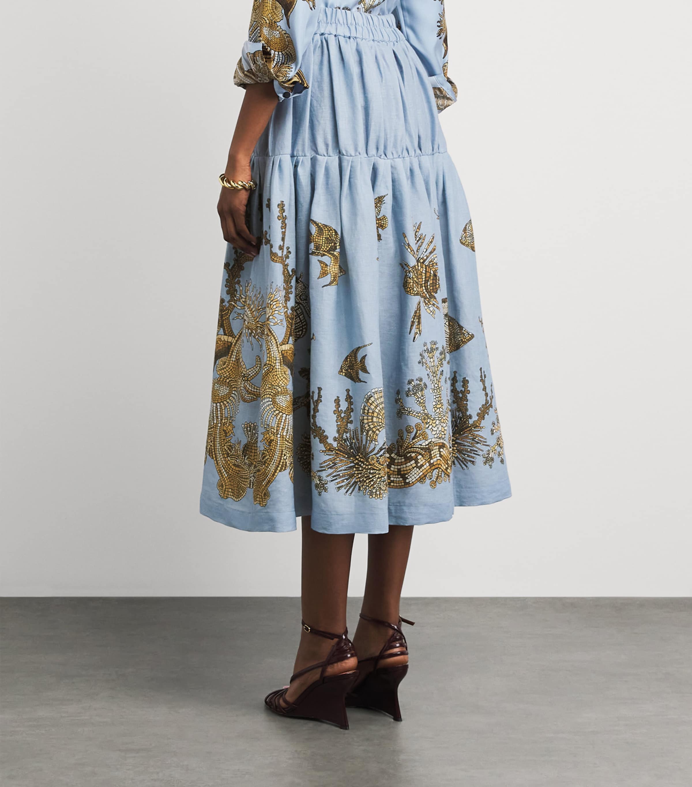 La Doublej Womens Linen Gala Tiered Midi Skirt Oceania Image 5