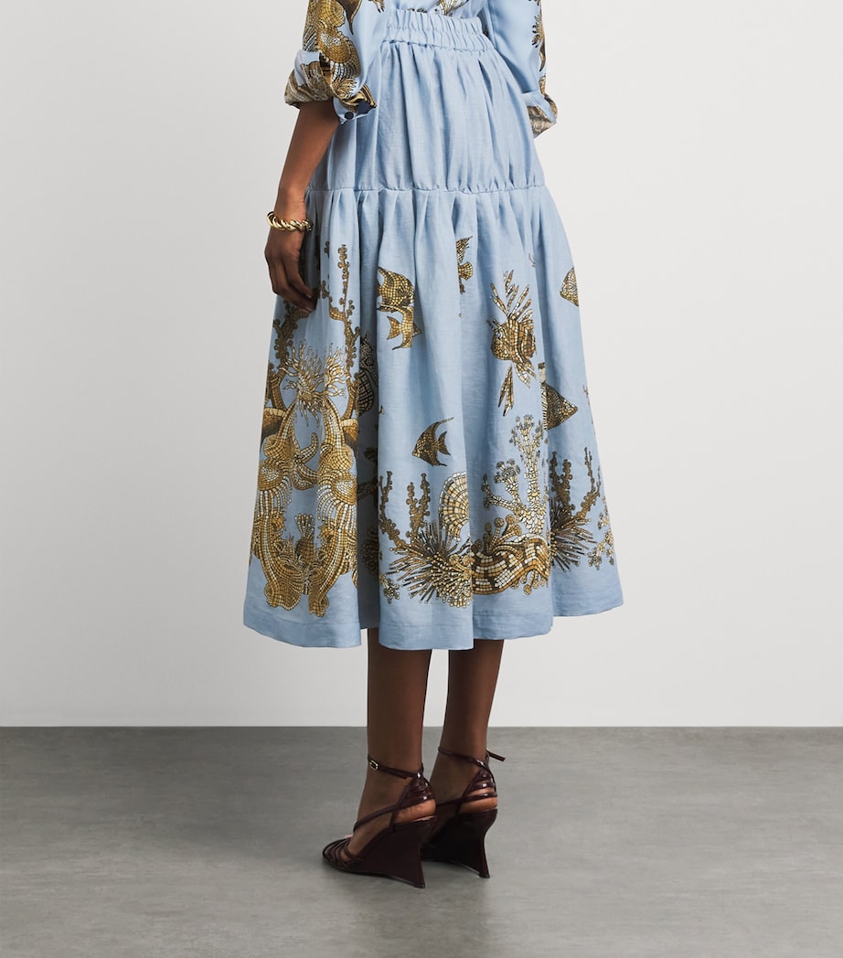 La Doublej Womens Linen Gala Tiered Midi Skirt Oceania Image 5