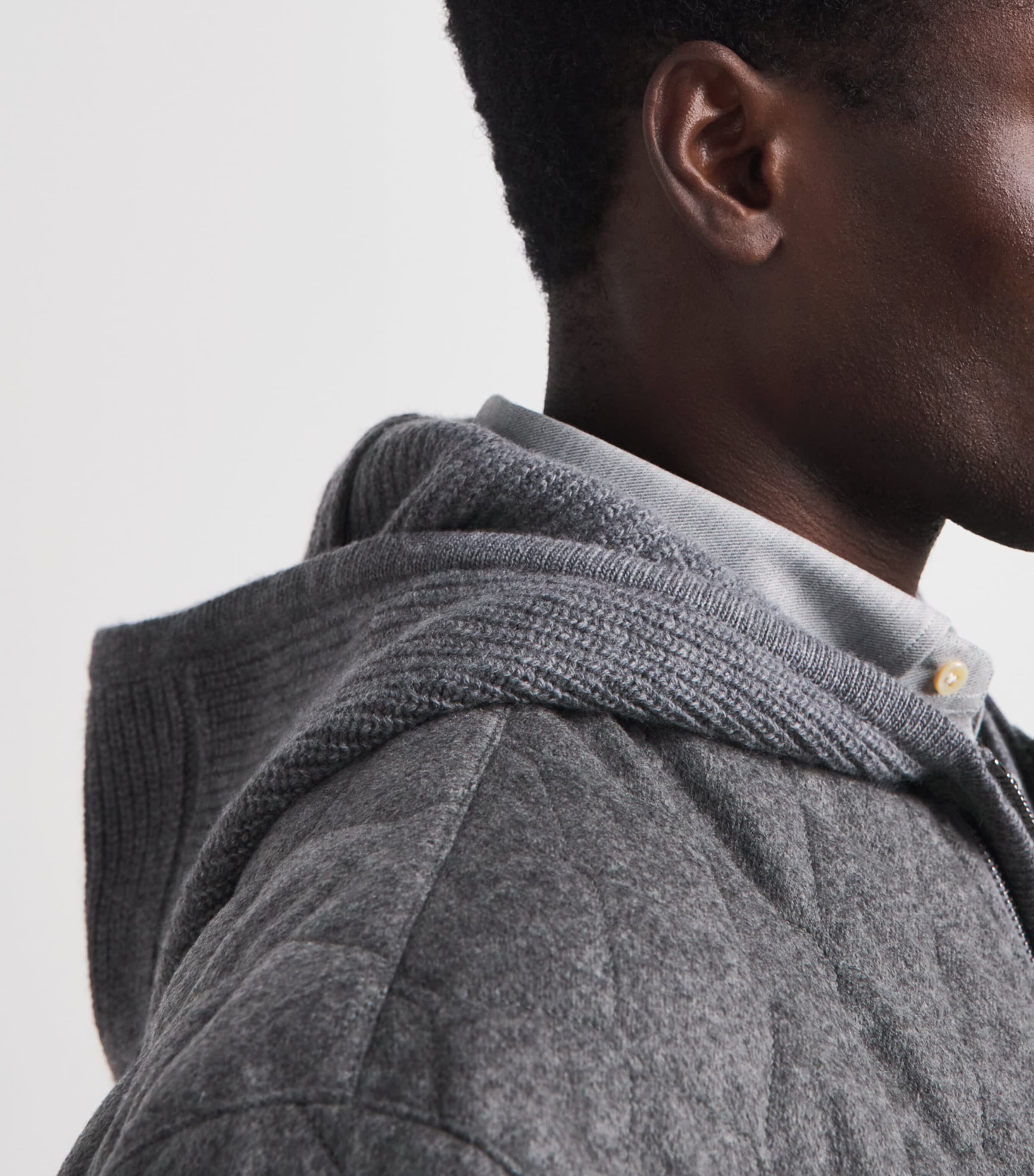 Isaia Mens Wool-Cashmere Knitted Hoodie Image 3