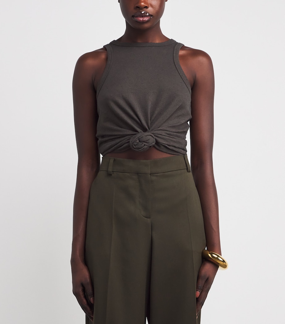 Cotton-Silk Knotted Tank Top GREY Image 3