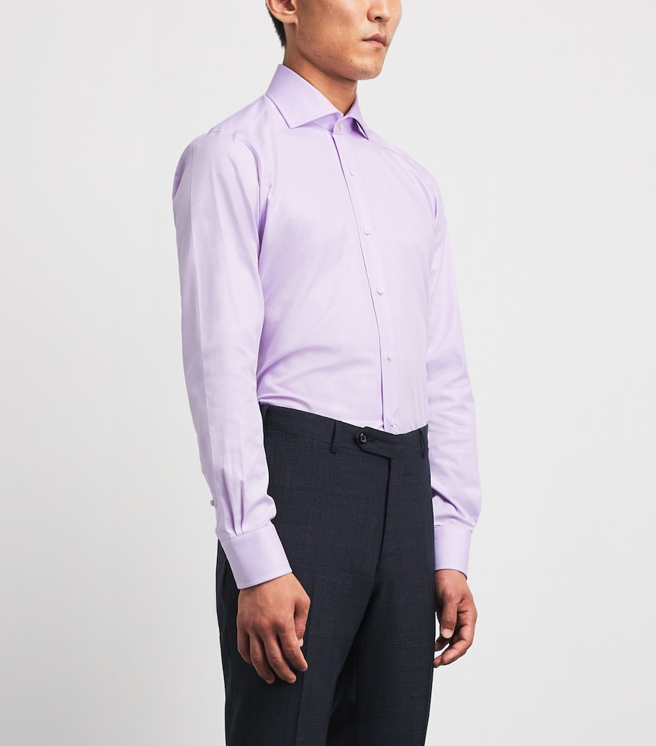 Barba Napoli Mens Cotton Twill Slim Shirt Purple Image 4