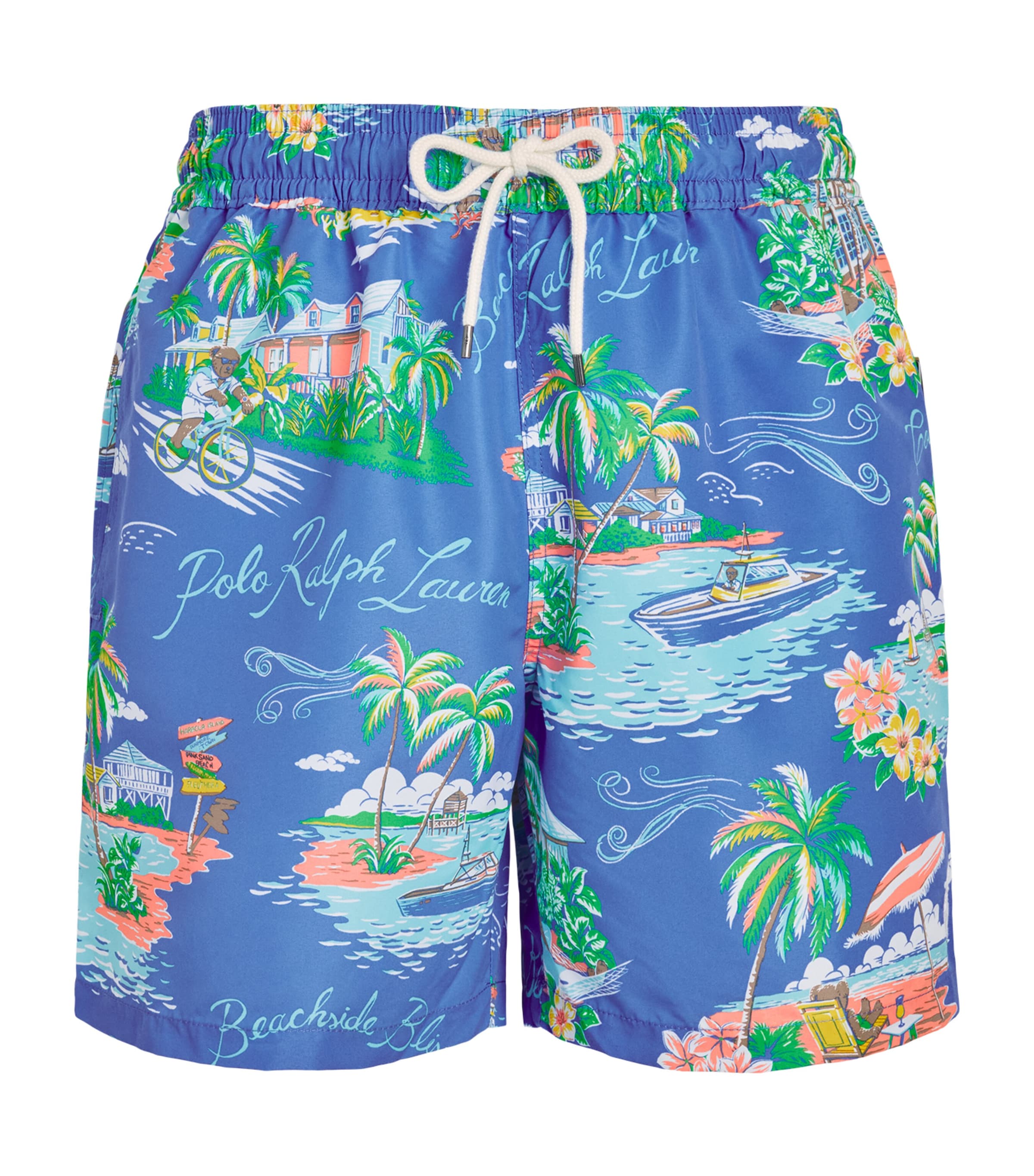 Polo Ralph Lauren Mens Printed Traveller Swim Shorts Bahamas Bear Image 1