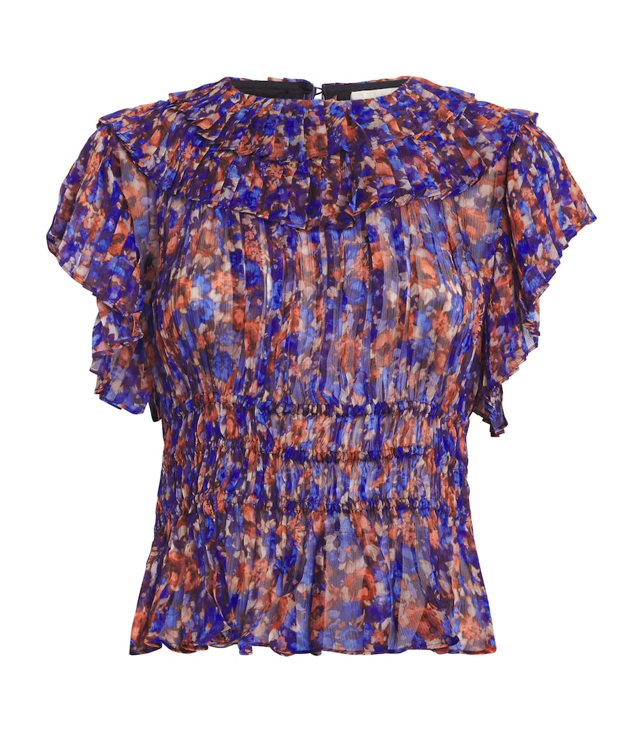 Ulla Johnson Womens Silk Athene Ruffle Blouse Violet Image 1