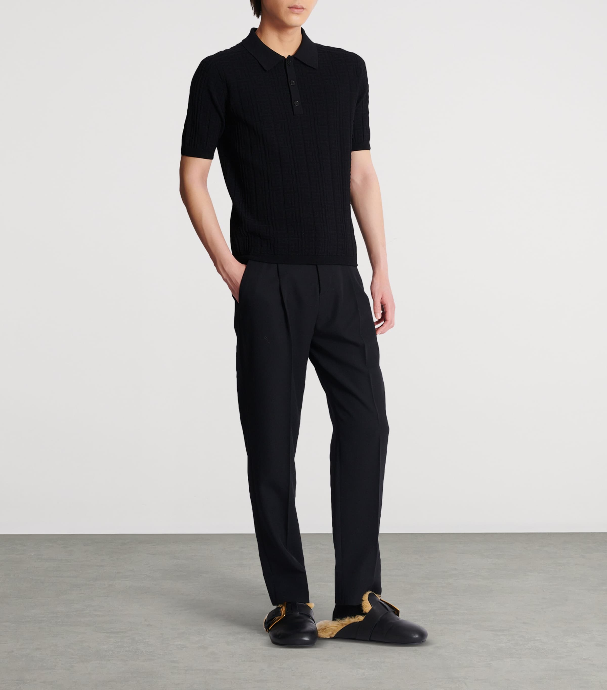 Knitted Monogram Polo Shirt 0PA NOIR Image 5