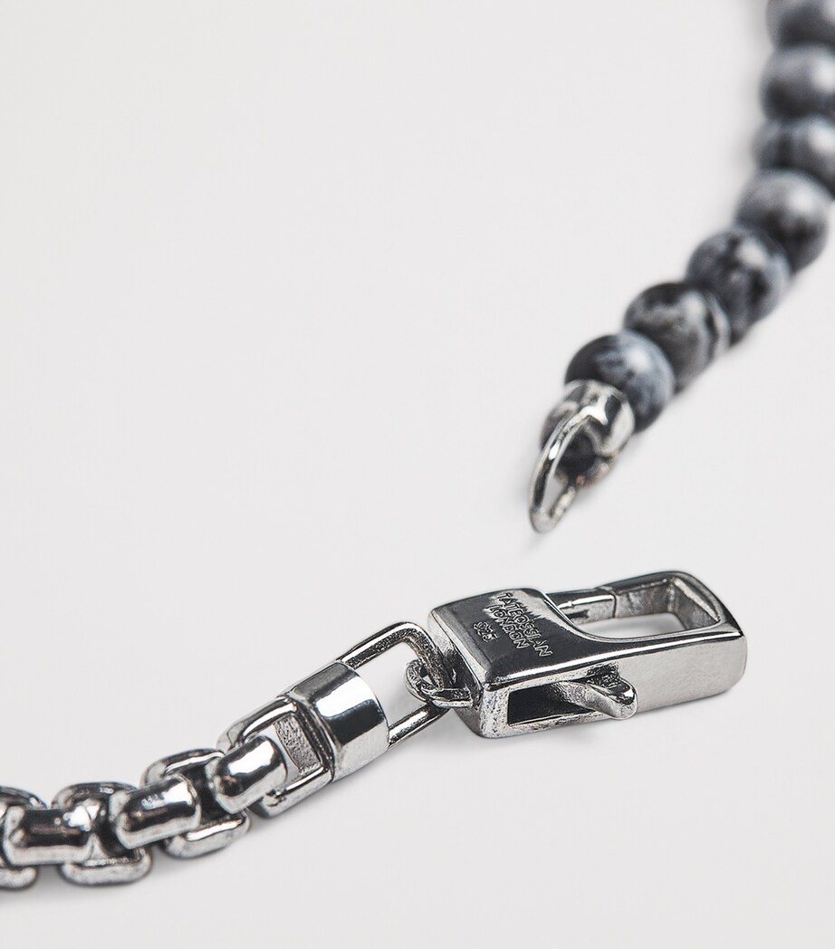 Sterling Silver and Obsidian Sennit Box Evil Eye Bracelet BLACK Image 6